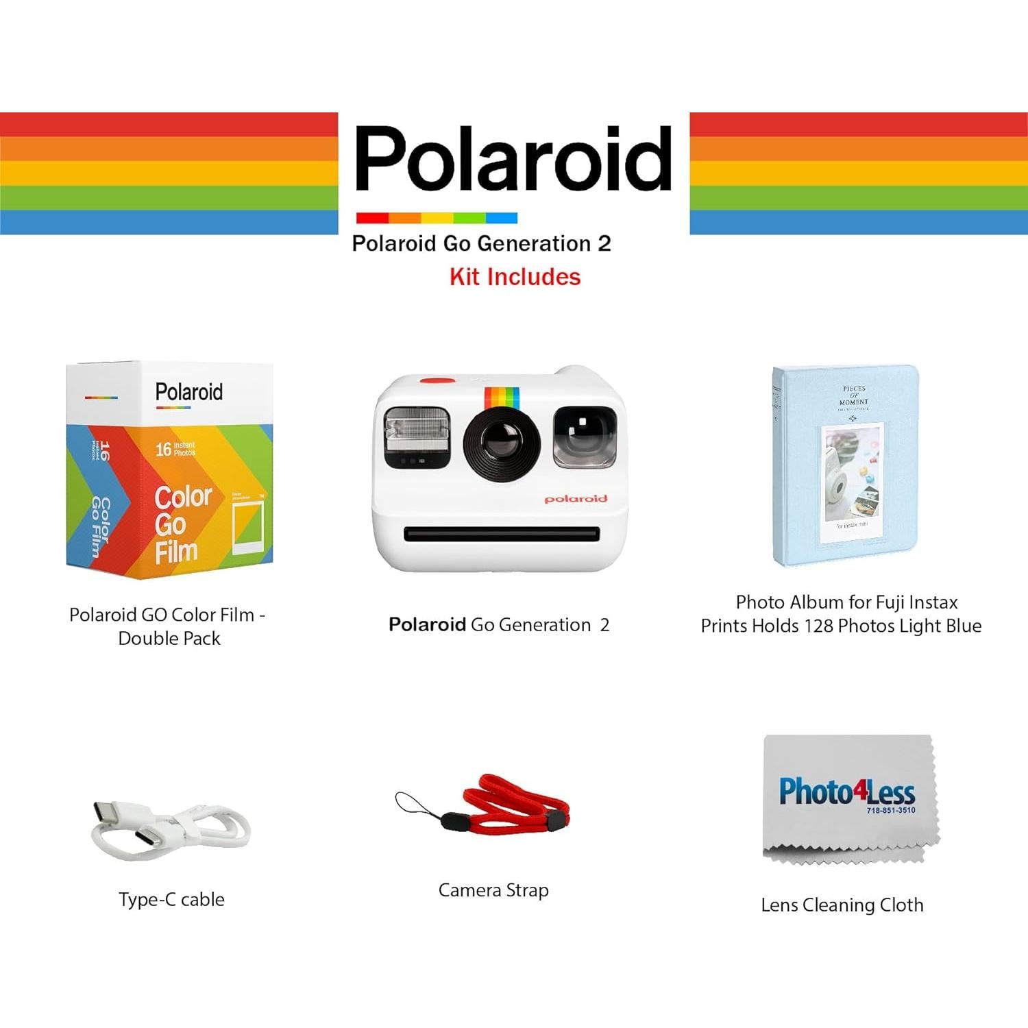 Cámara Instantánea Polaroid Go Generación 2 + Película Doble + Álbum