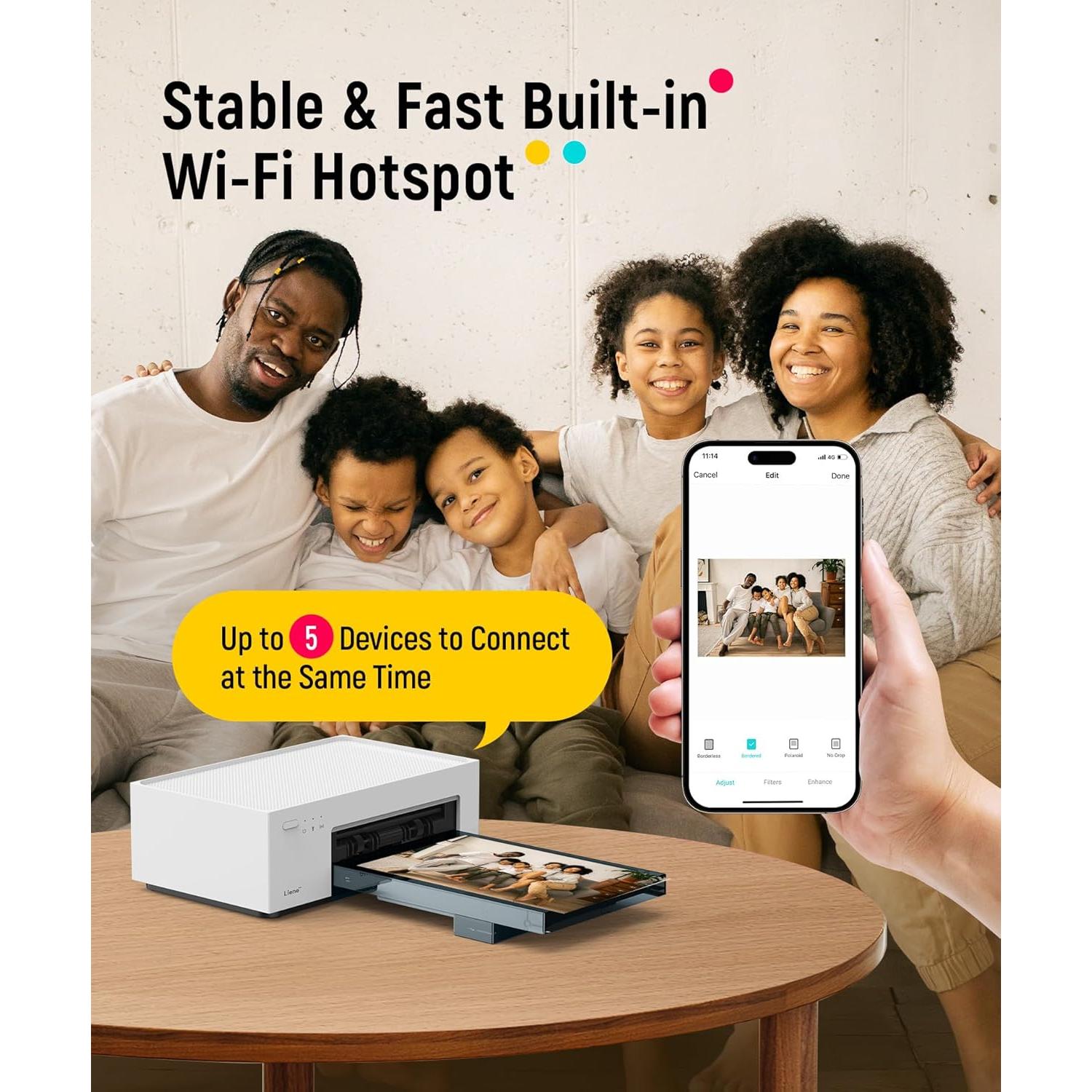 Impresora de Fotos Liene DHP513 Portátil 4x6" 100 Hojas