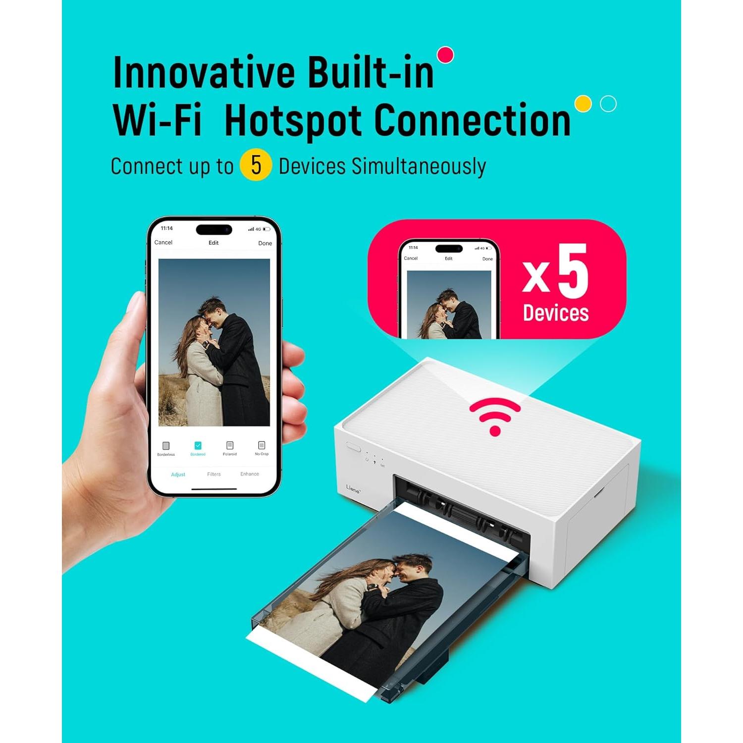 Impresora de Fotos Liene DHP513 Portátil 4x6" 100 Hojas