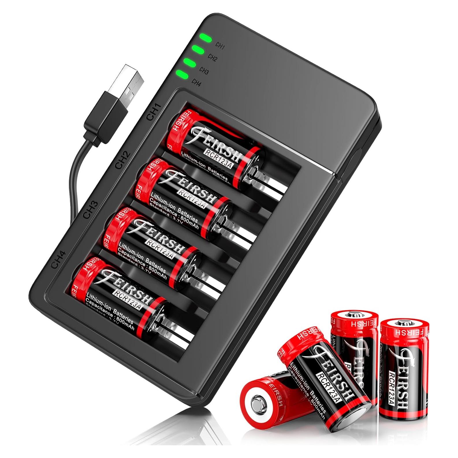 Baterías Recargables CR123A 3.7V 800mAh Falamiao - Paquete de 8