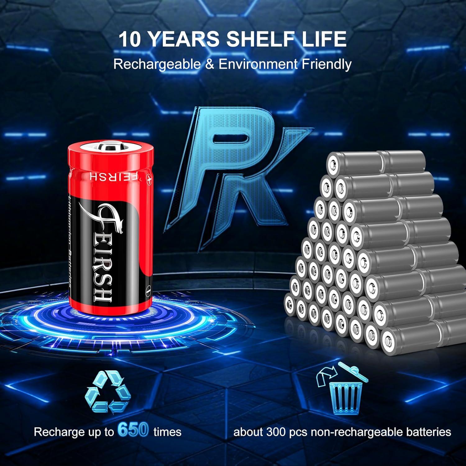 Baterías Recargables CR123A 3.7V 800mAh Falamiao - Paquete de 8