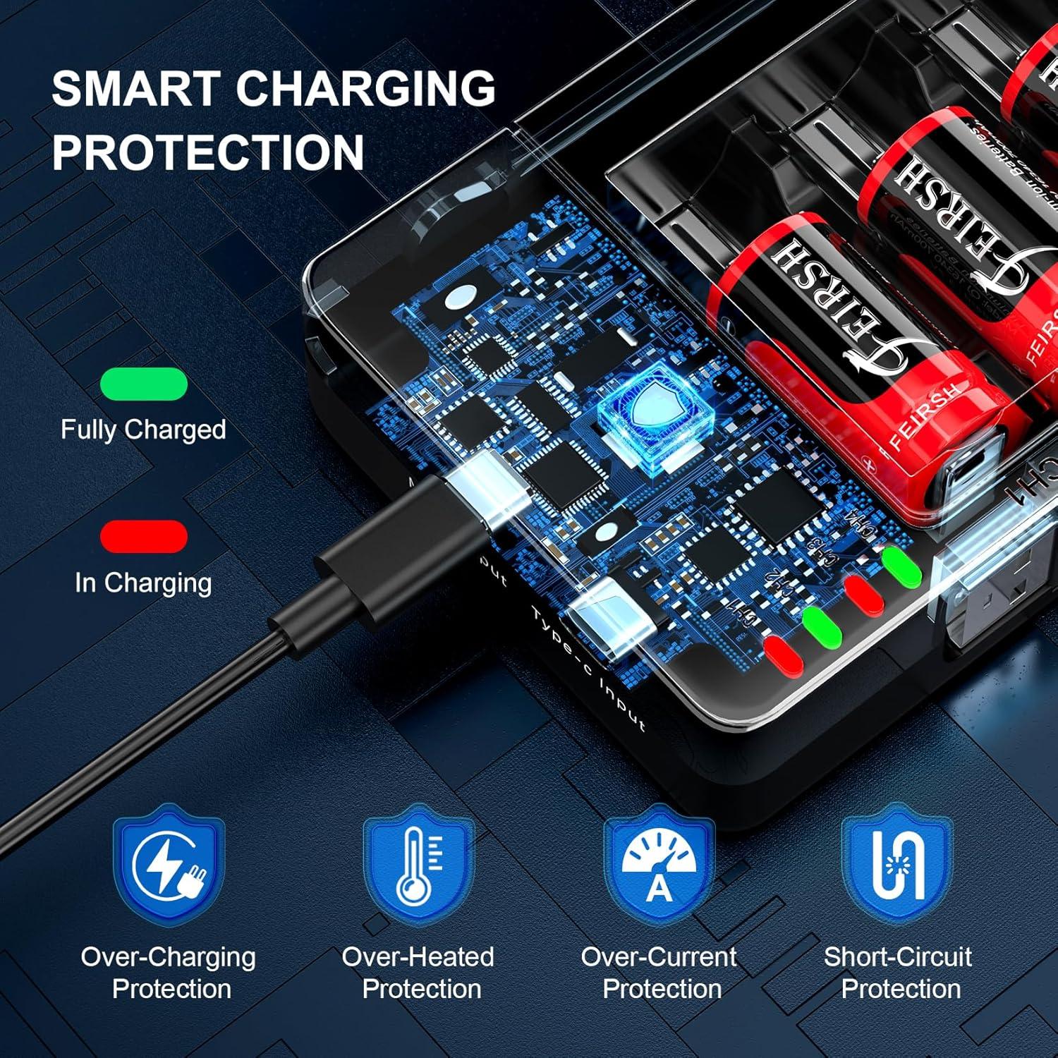 Baterías Recargables CR123A 3.7V 800mAh Falamiao - Paquete de 8