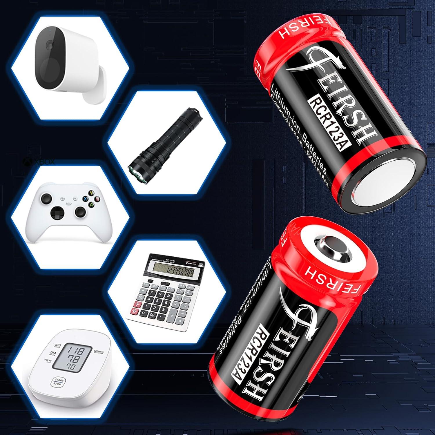 Baterías Recargables CR123A 3.7V 800mAh Falamiao - Paquete de 8