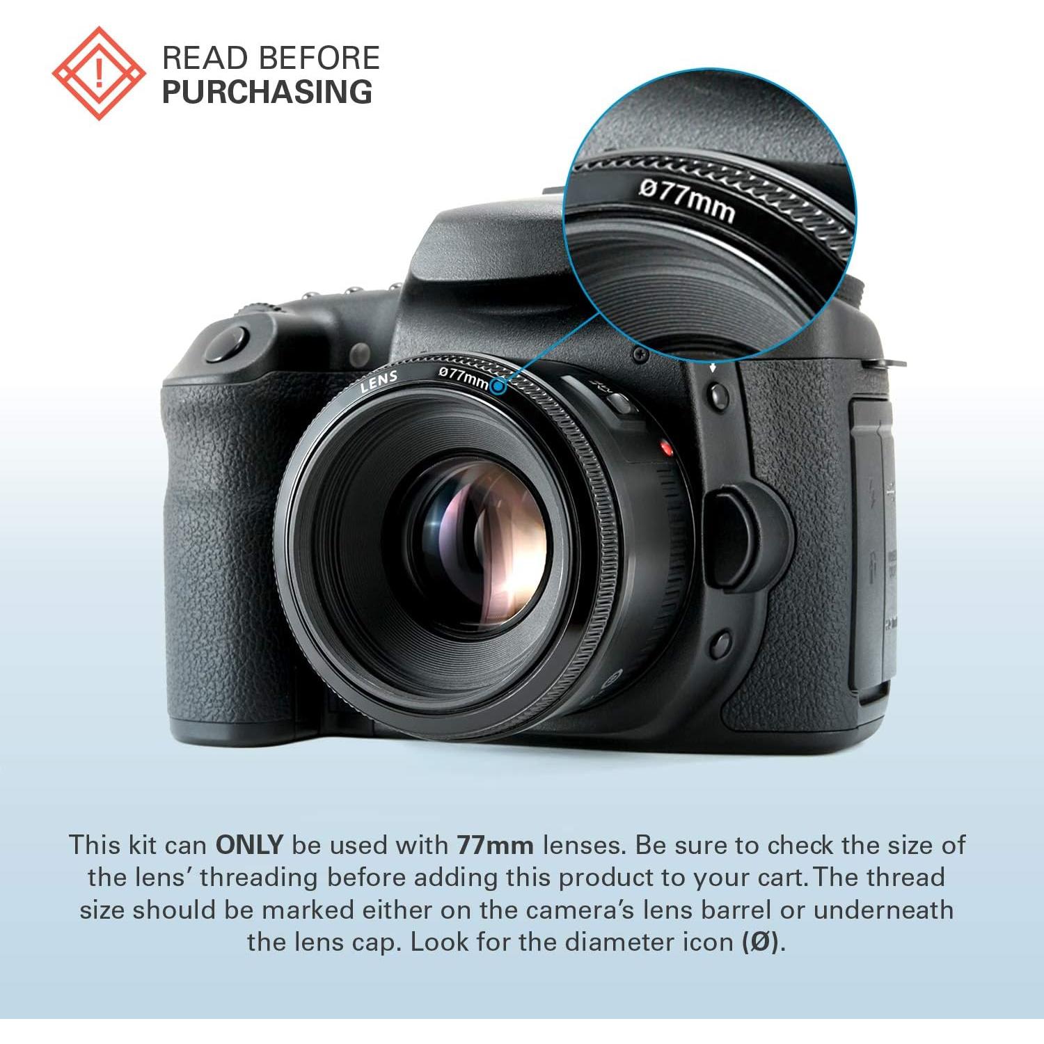 Kit de Filtros Polaroid 77mm UV CPL ND9 con Funda Nylon