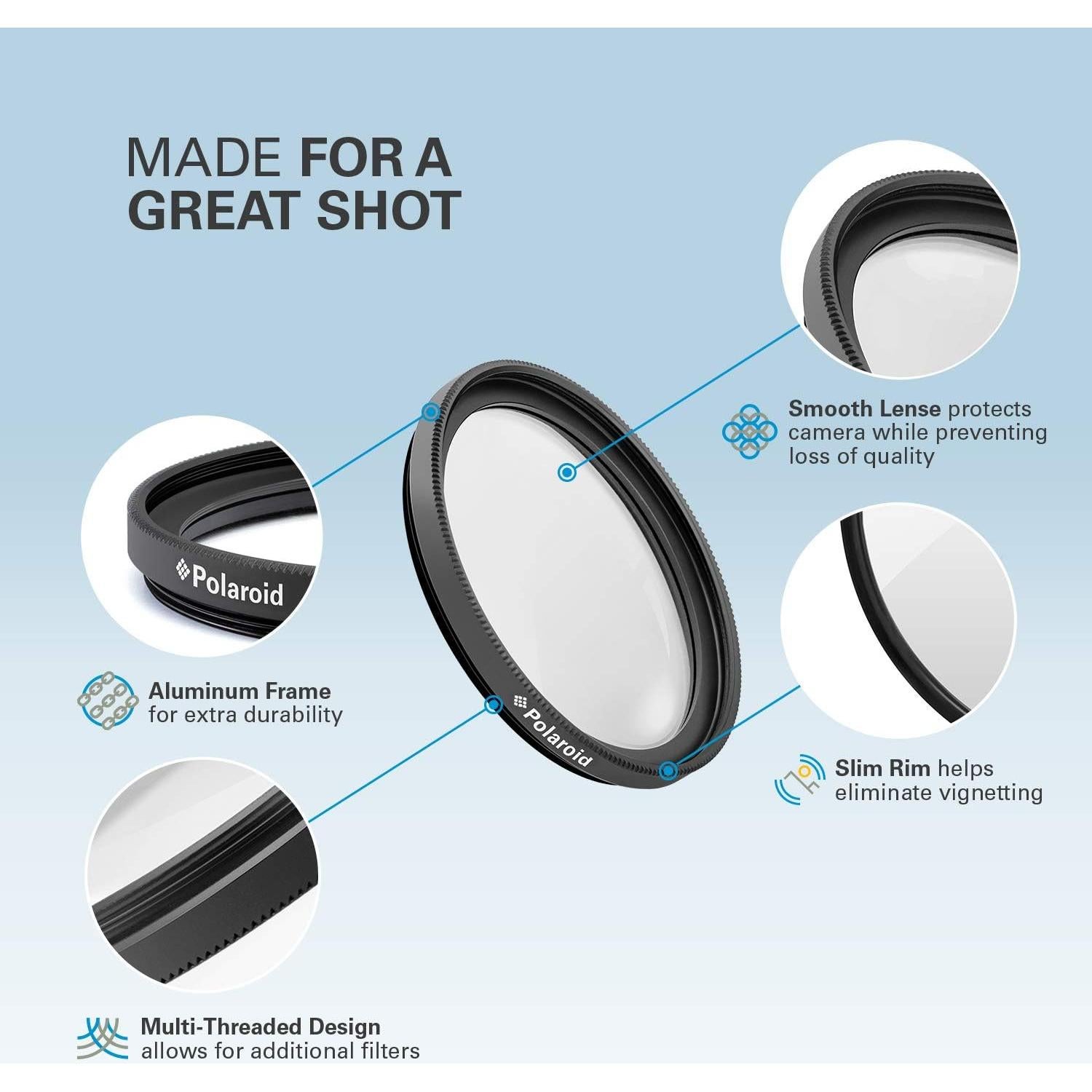 Kit de Filtros Polaroid 77mm UV CPL ND9 con Funda Nylon