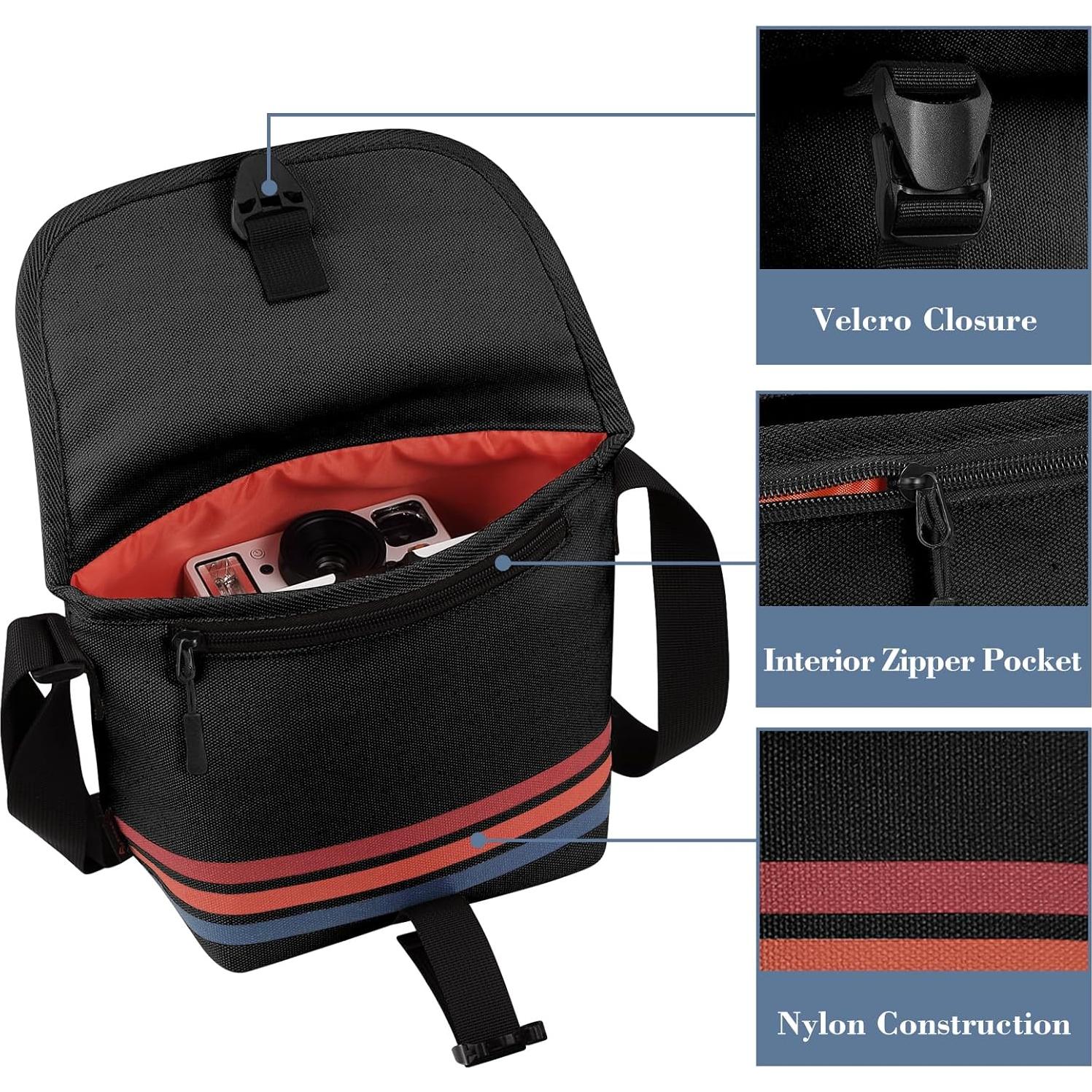 Bolsa de cámara Fintie para Polaroid Now+ y Flip, rayas