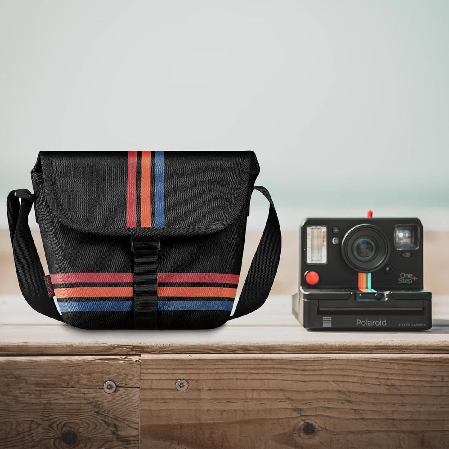 Bolsa de cámara Fintie para Polaroid Now+ y Flip, rayas