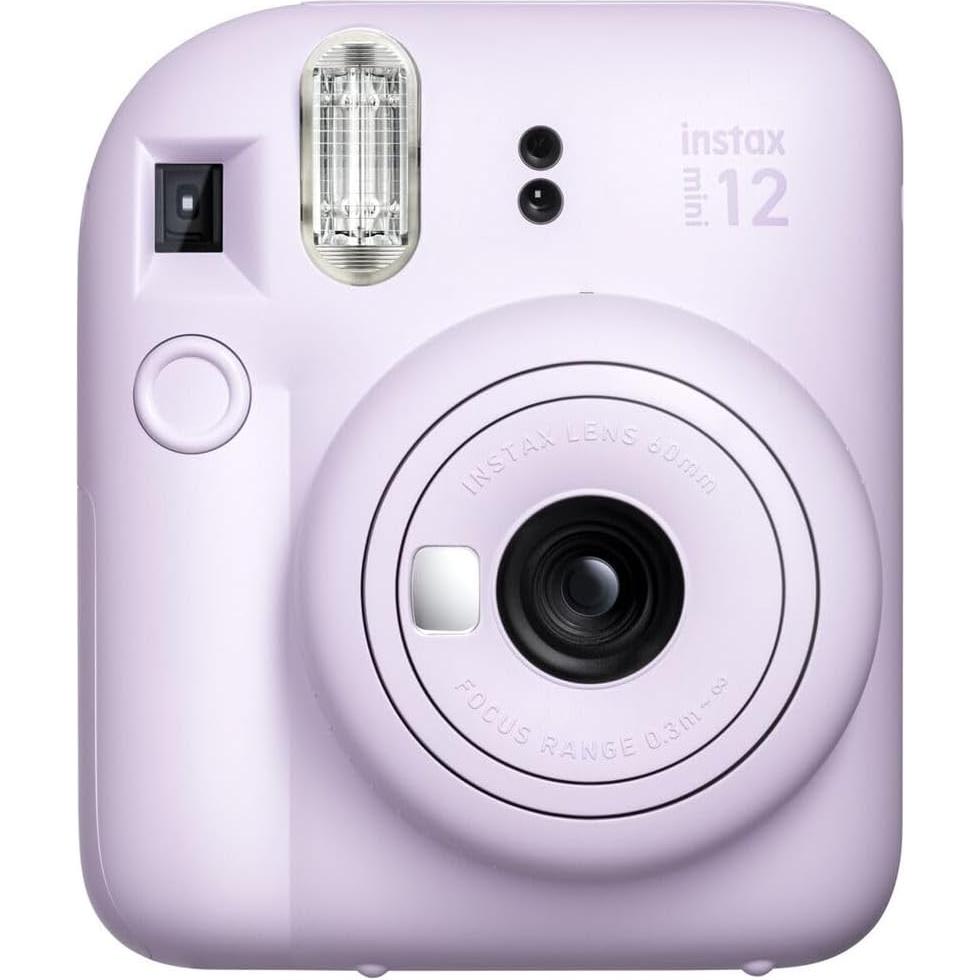 Instax Mini 12 Instant Camera Lilac Purple Holiday Bundle 2024 with Fuji Instax Mini Film Value Pack (80 Sheets) + Microfiber Cleaning Cloth