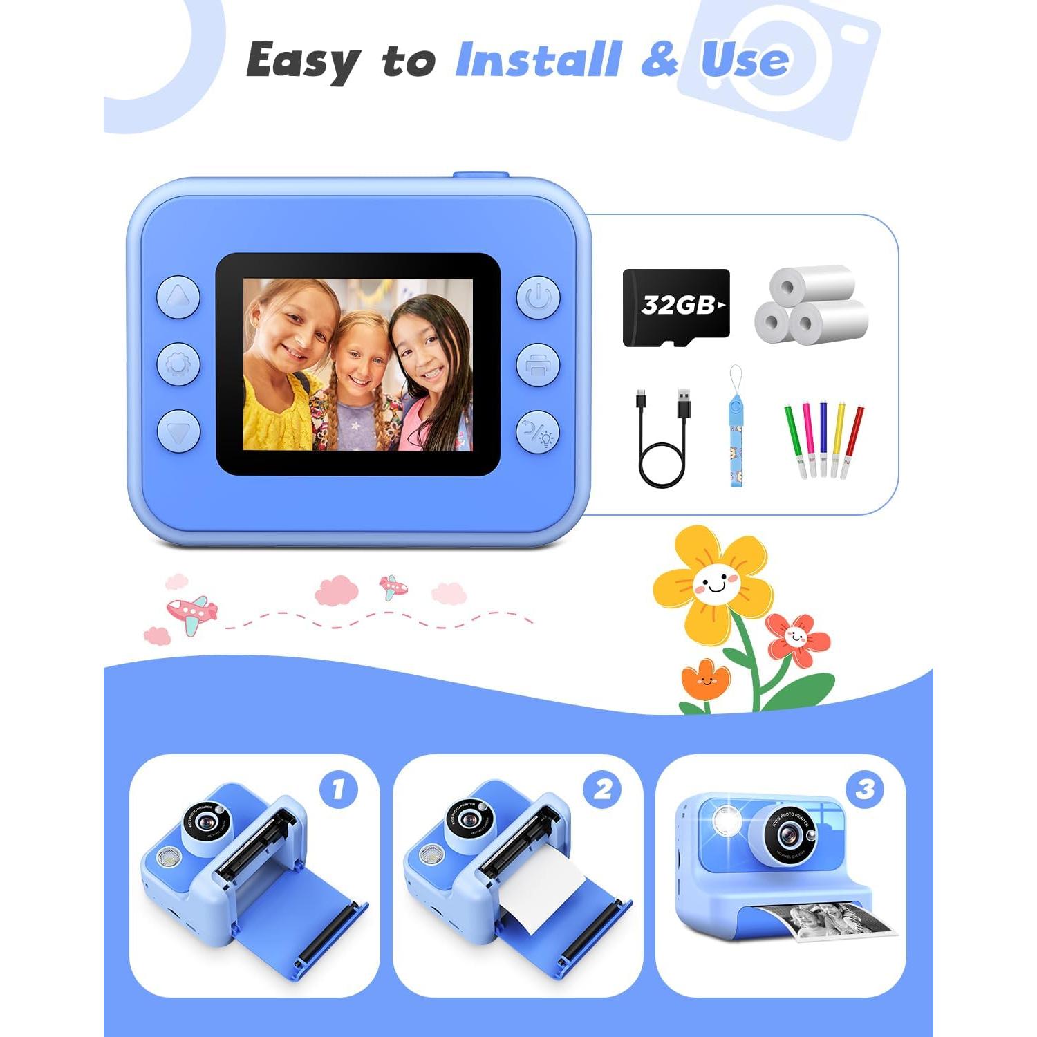 Cámara Instantánea para Niños LETSHAHA H3 2.4" Azul