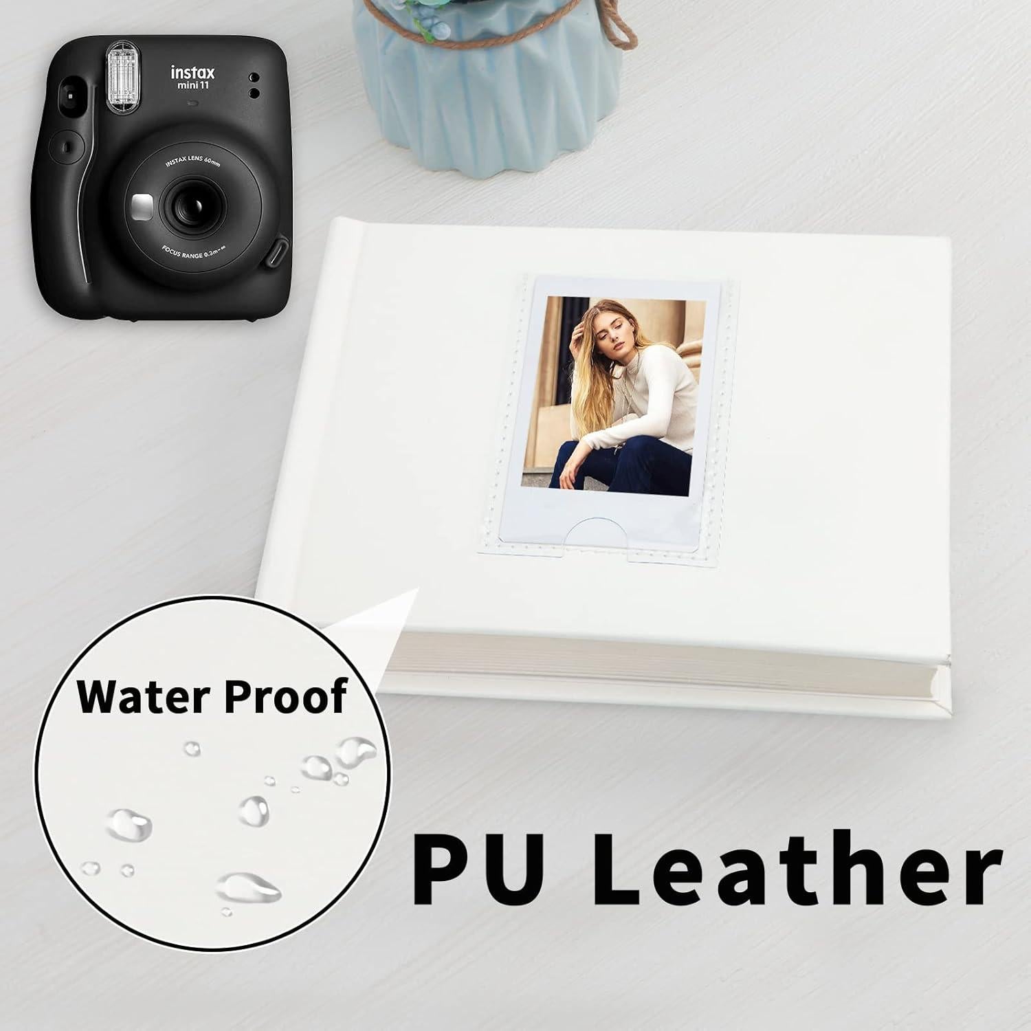 Álbum de Fotos Mini Ruibytree 64 Bolsillos Blanco con Espacio para Escribir