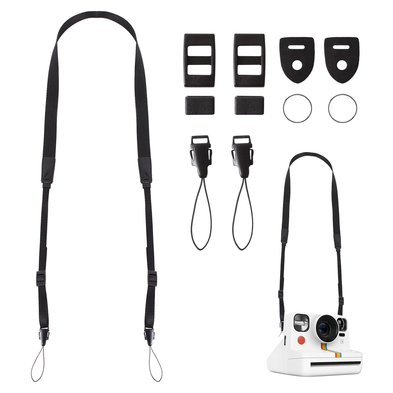 Correa de cámara Polaroid negra ligera con hebillas ajustables