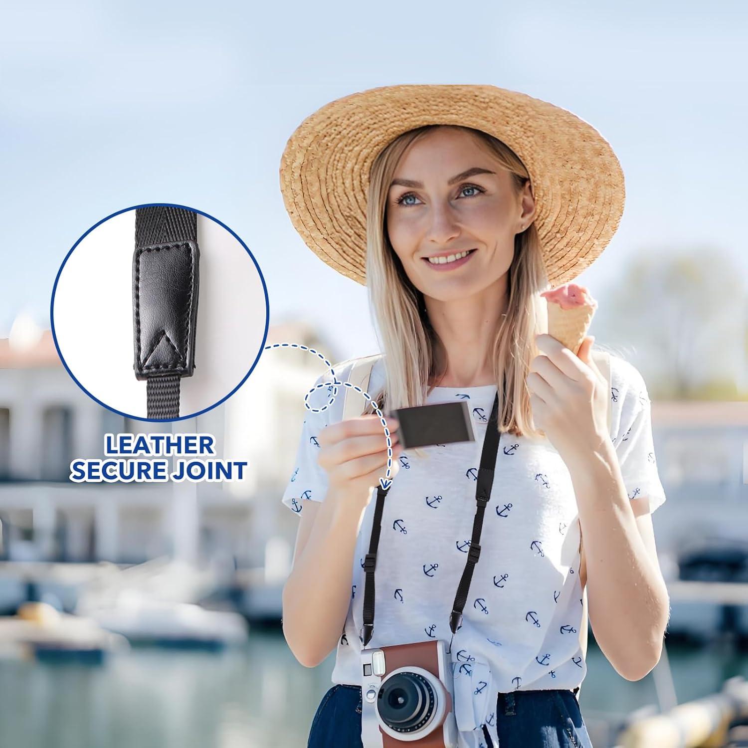 Correa de cámara Polaroid negra ligera con hebillas ajustables