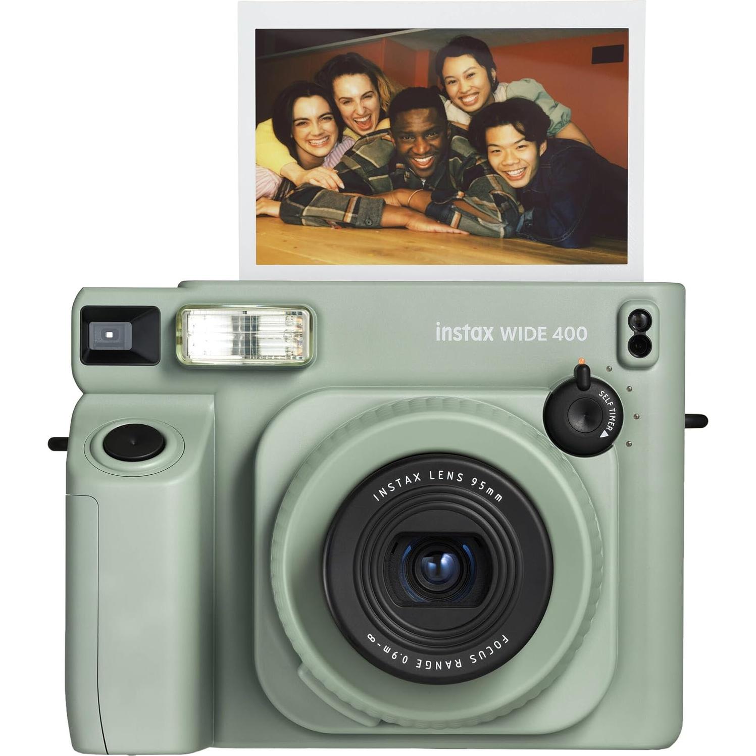 Instax Wide 400 Instant Film Camera Bundle with Fuji Instax Wide Instant Film Color Print (20 Sheets) + Lens Cleaning kit, Perfect Camera for Kids, Birthday Party, Wedding, Or Any Occasion