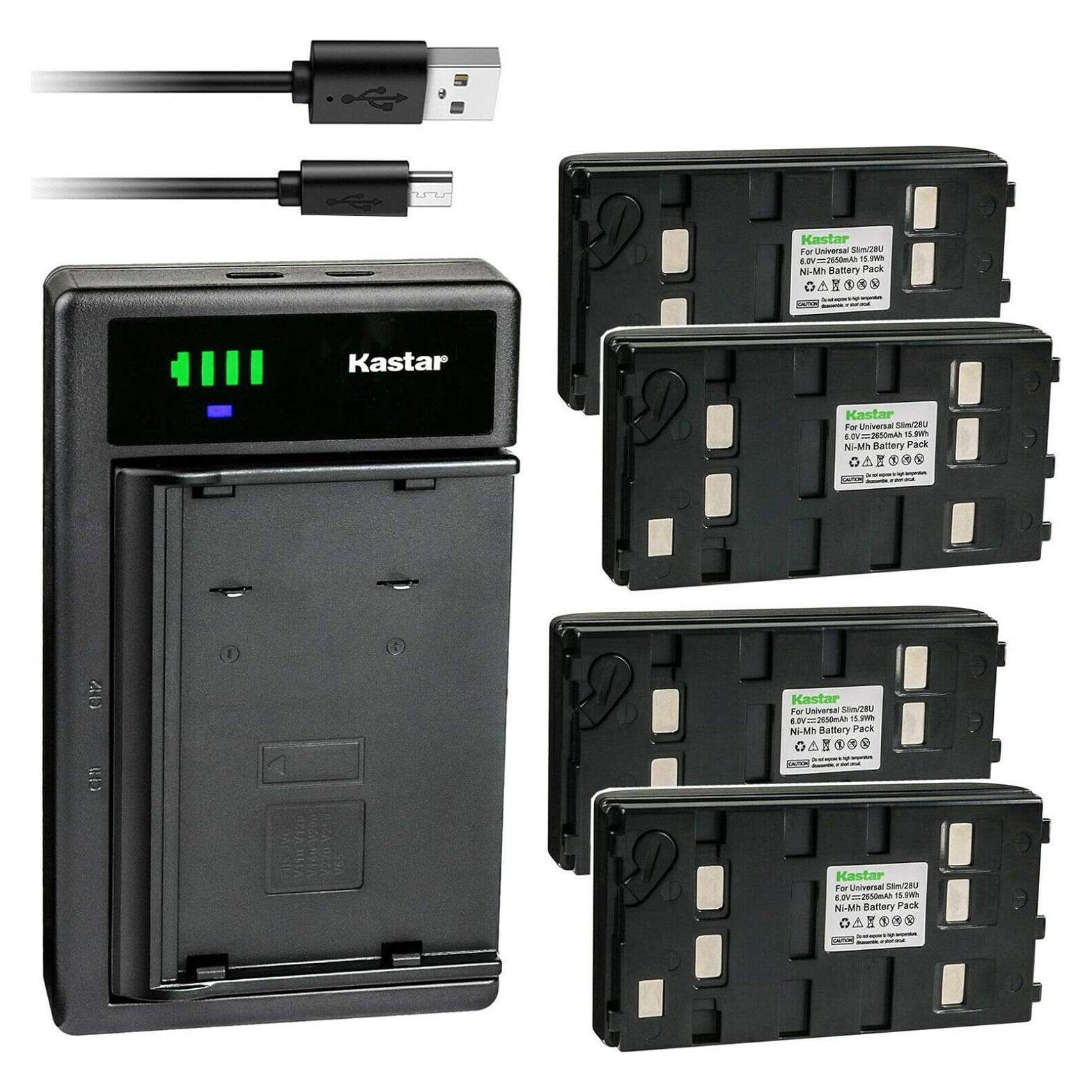 Kastar Cargador USB + 4 Baterías Ni-MH 2650mAh 6V