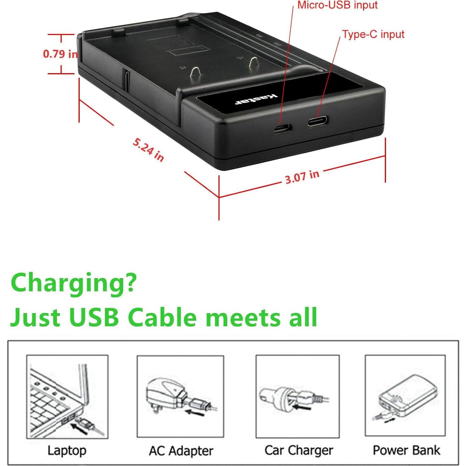 Kastar Cargador USB + 4 Baterías Ni-MH 2650mAh 6V