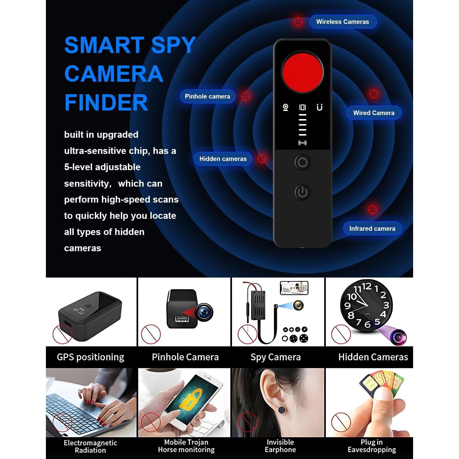Detector de Cámaras Ocultas ISPEUIAL con Alarma y Luz SOS