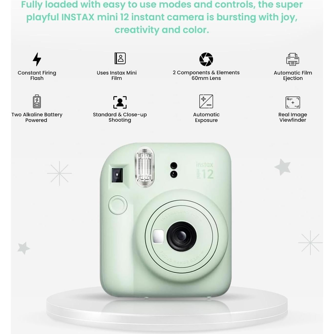 Cámara Instantánea Fujifilm INSTAX Mini 12 Verde Menta + Accesorios