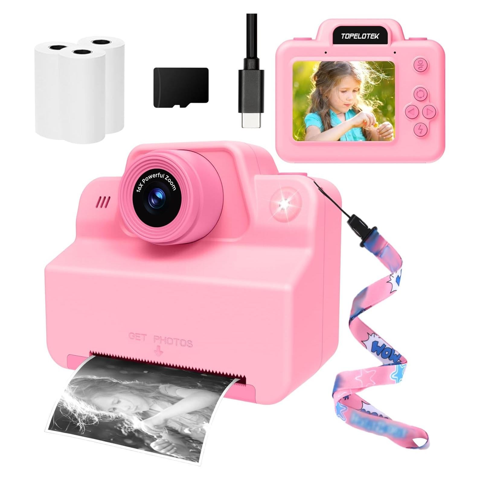 Cámara Instantánea para Niños Topelotek Rosa 2.4" 16x Zoom