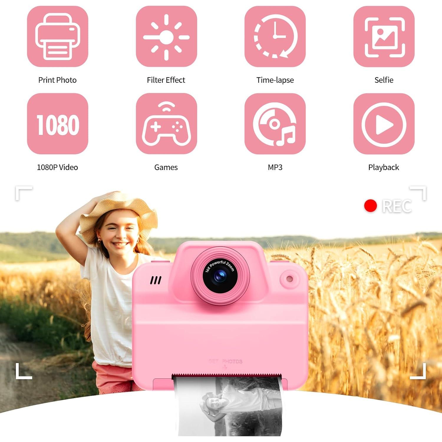 Cámara Instantánea para Niños Topelotek Rosa 2.4" 16x Zoom