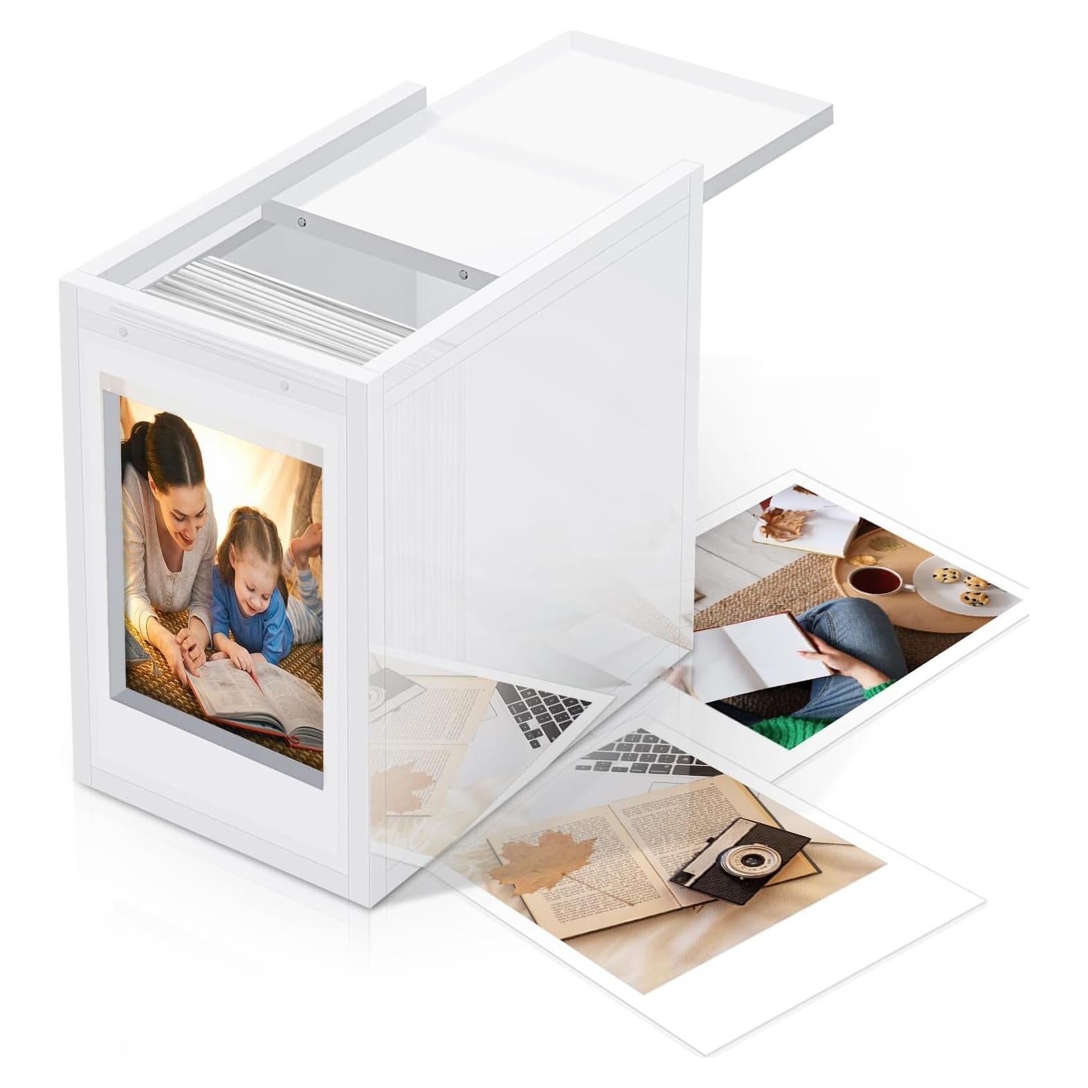 Marco de Fotos Polaroid Acrílico con Caja Almacenamiento 50 Fotos