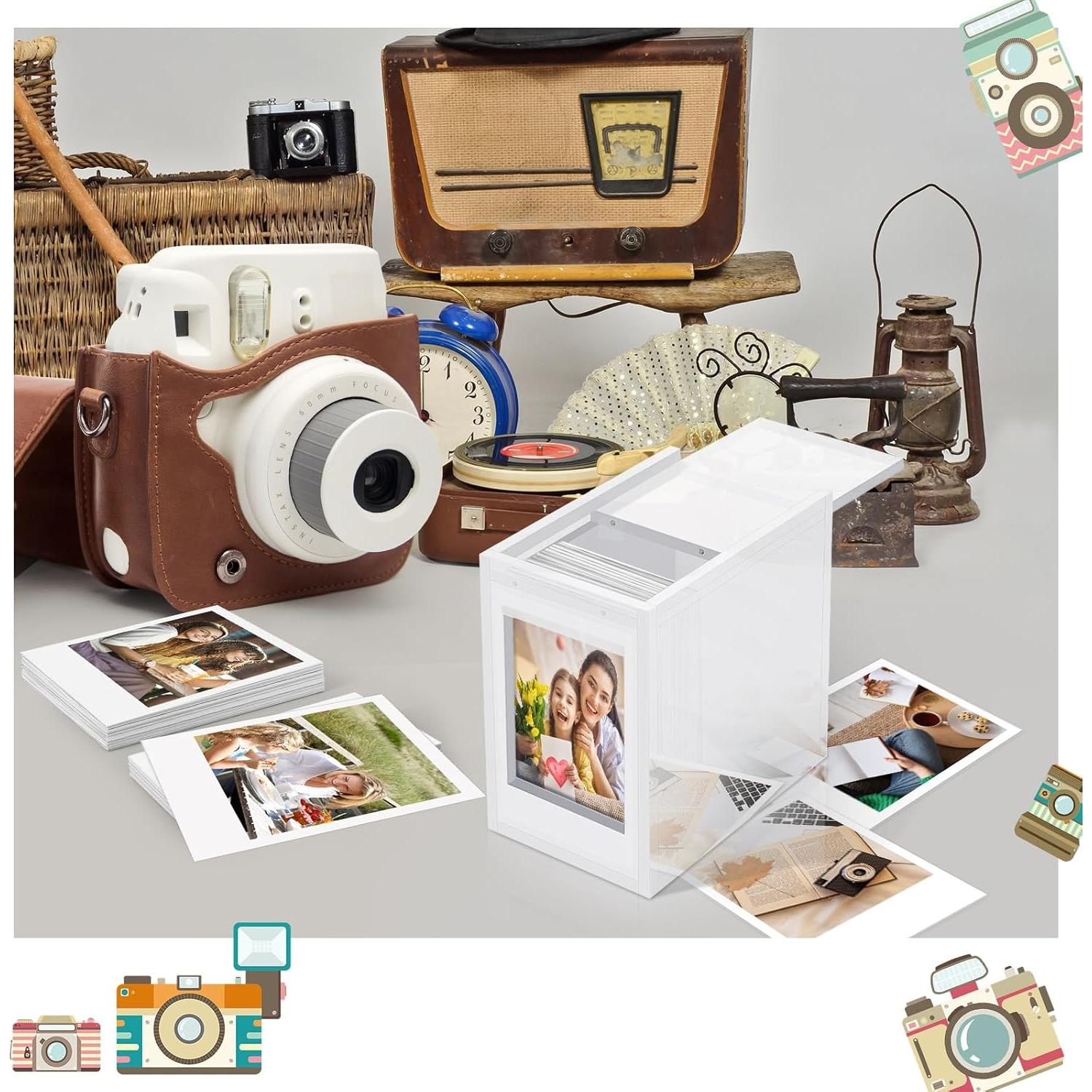 Marco de Fotos Polaroid Acrílico con Caja Almacenamiento 50 Fotos