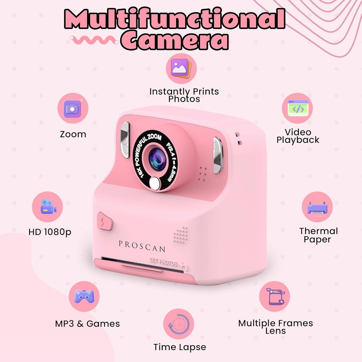 Cámara Digital Instantánea para Niños Proscan Elite Rosa