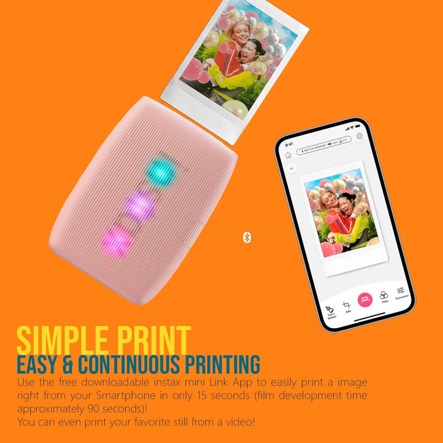 Impresora Fujifilm Instax Mini Link 3 Rosa + Kit Películas