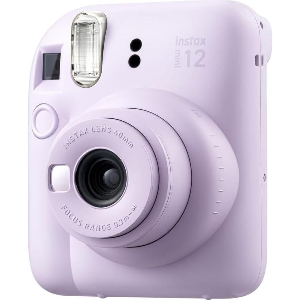 Instax Mini 12 Instant Camera Lilac Purple Holiday Bundle 2024 with Fuji Instax Mini Film Value Pack (100 Sheets) + Microfiber Cleaning Cloth