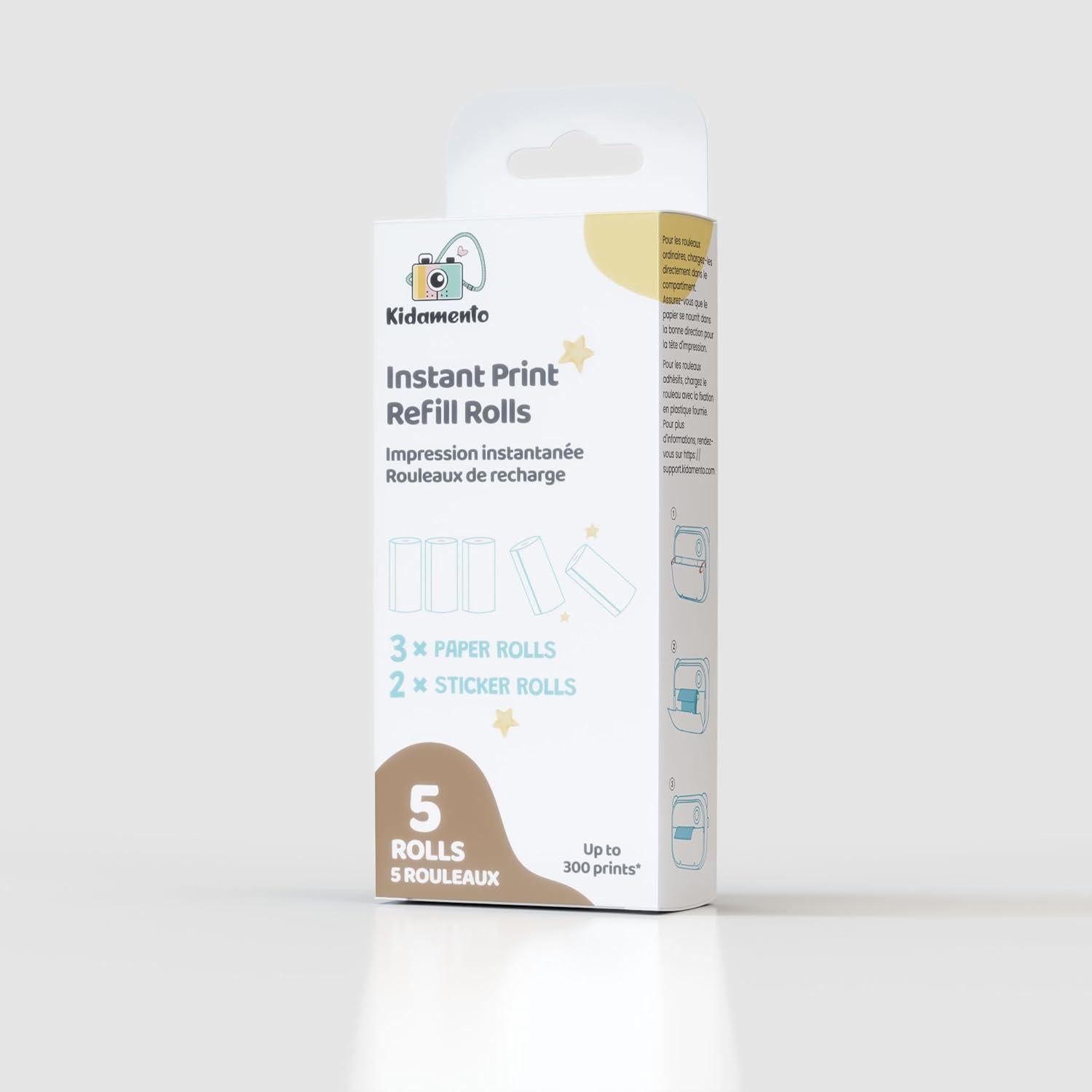 Conjunto de Recarga de Papel Térmico Kidamento 57mm 300 Impresiones