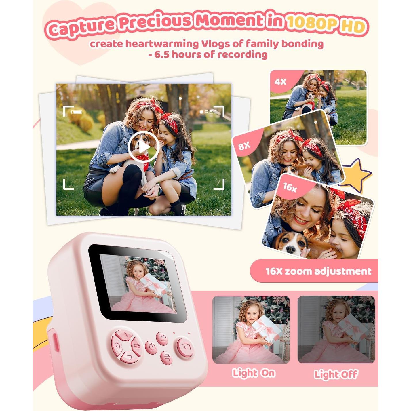 Cámara Instantánea Rosa para Niños Liscuty P02 1080P