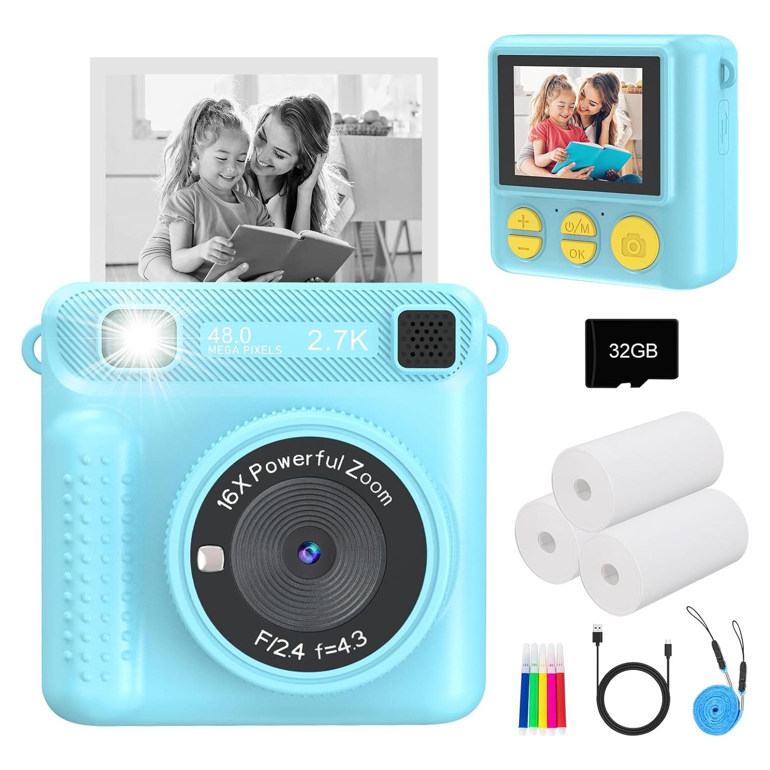 Cámara Instantánea JPVERLY P260 Azul 1080P para Niños
