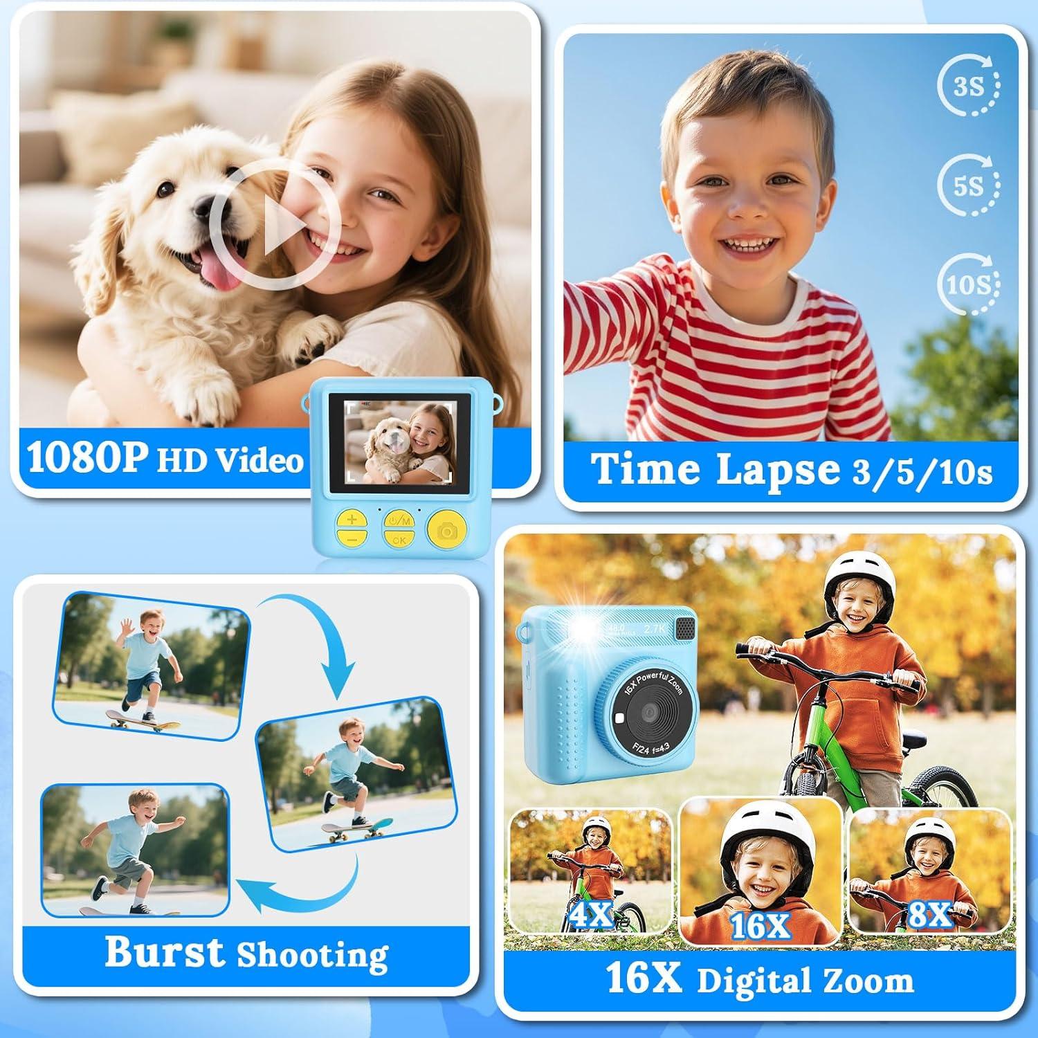 Cámara Instantánea JPVERLY P260 Azul 1080P para Niños