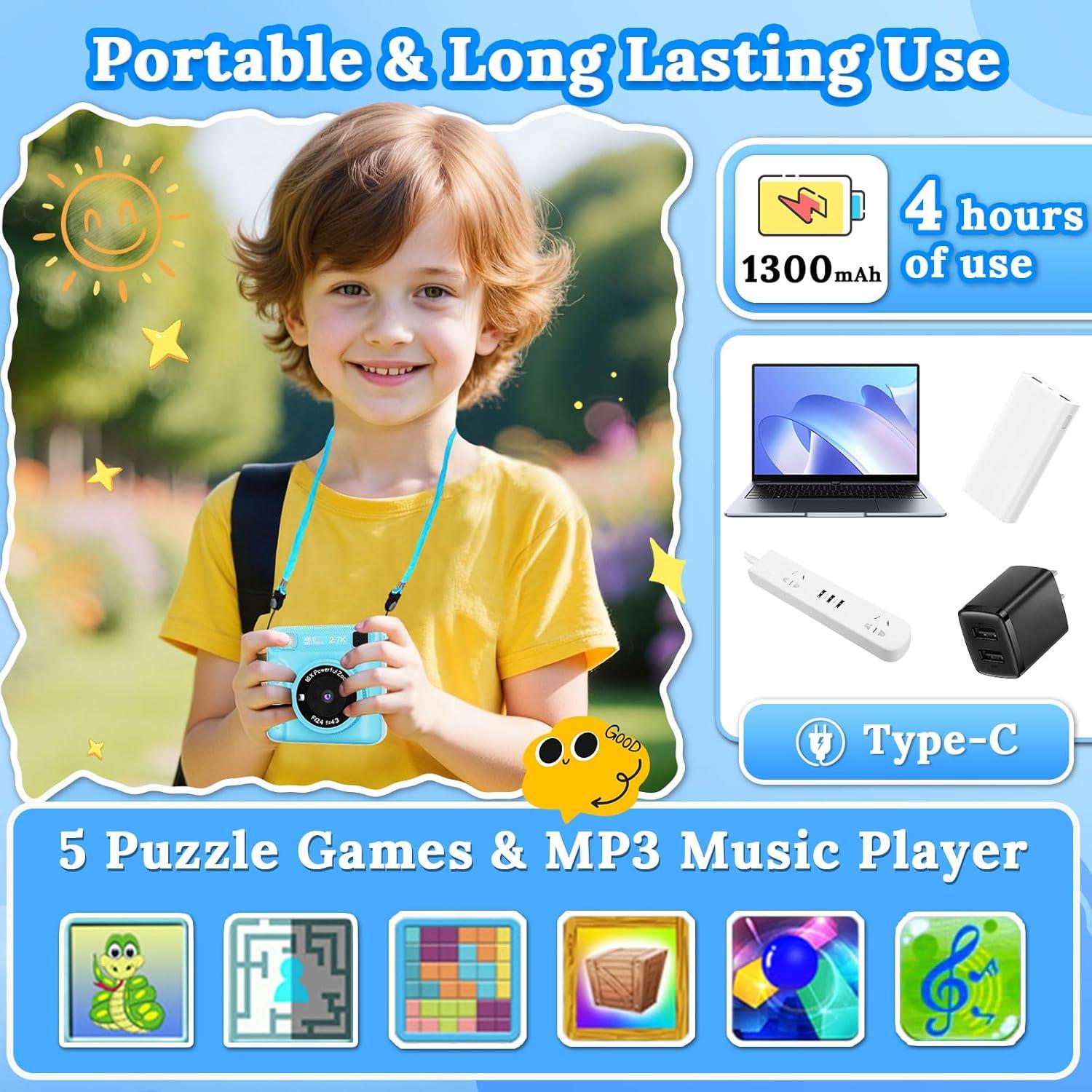 Cámara Instantánea JPVERLY P260 Azul 1080P para Niños