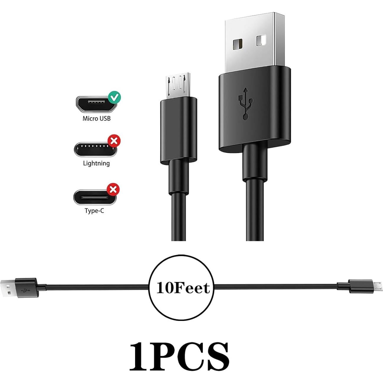 Cable de Carga Micro USB 3m NSGWKZD para Impresoras Portátiles