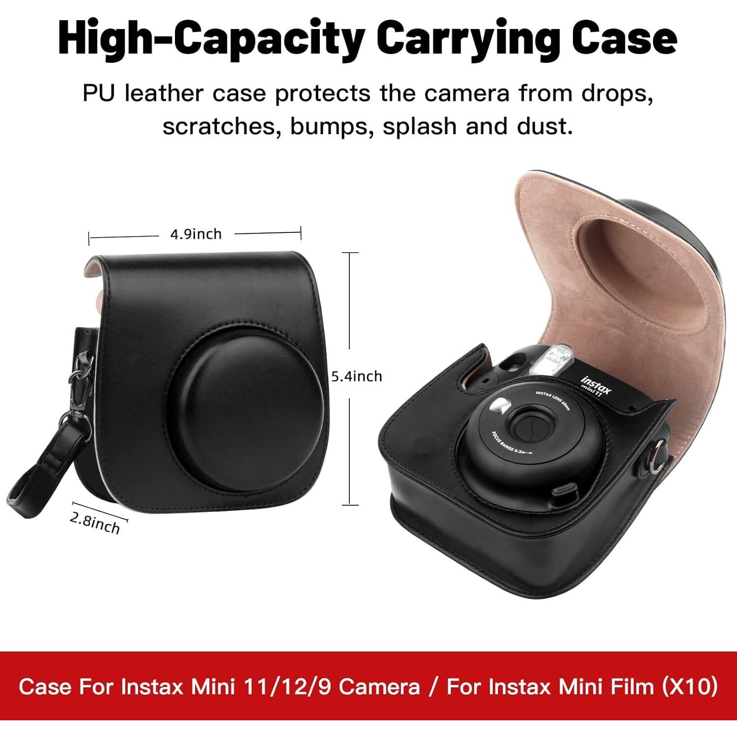 Funda Protectora para Cámara Fujifilm Instax Mini 11 12 9 Negra