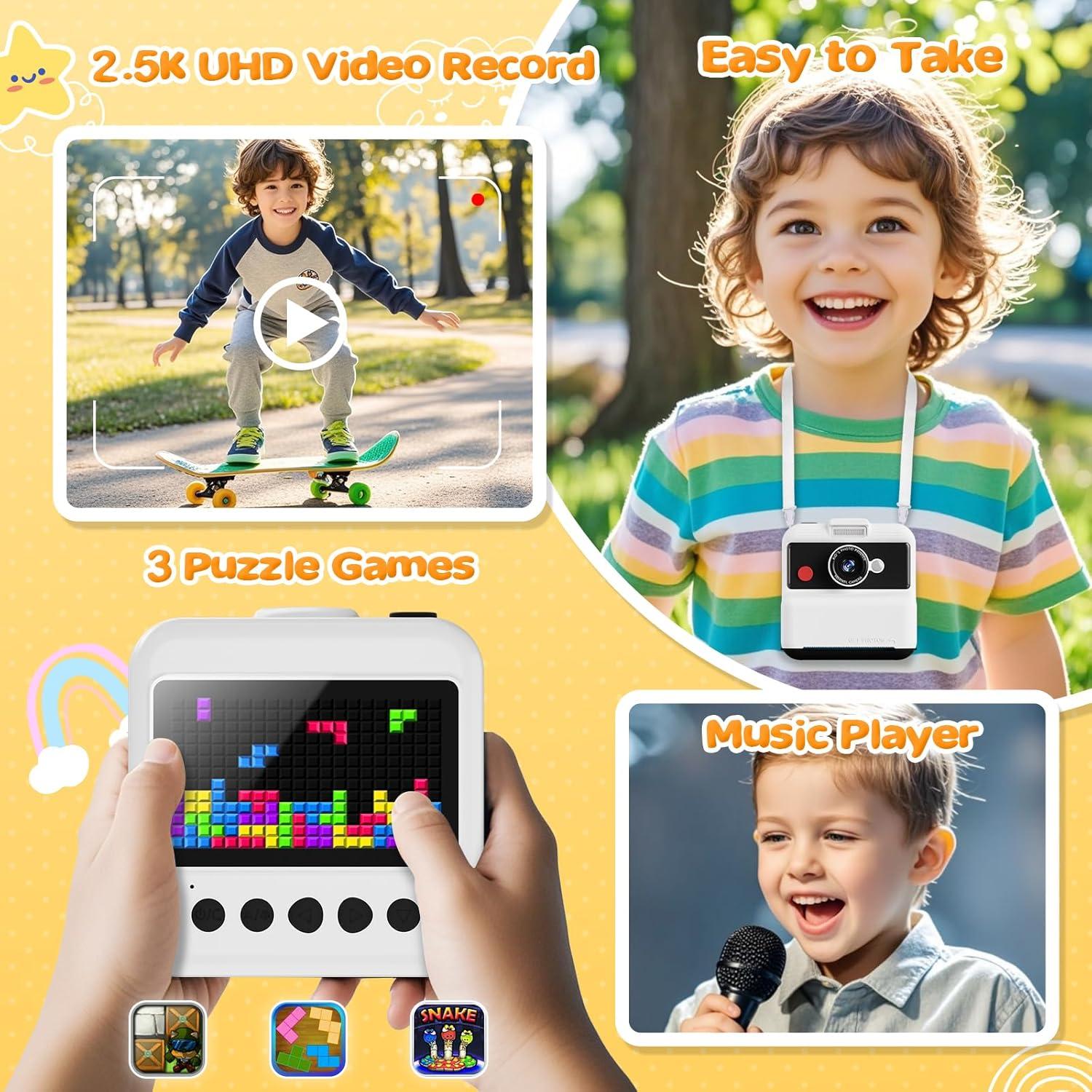 Cámara Instantánea para Niños CAMCLID M6 48MP 2.5K UHD Blanca