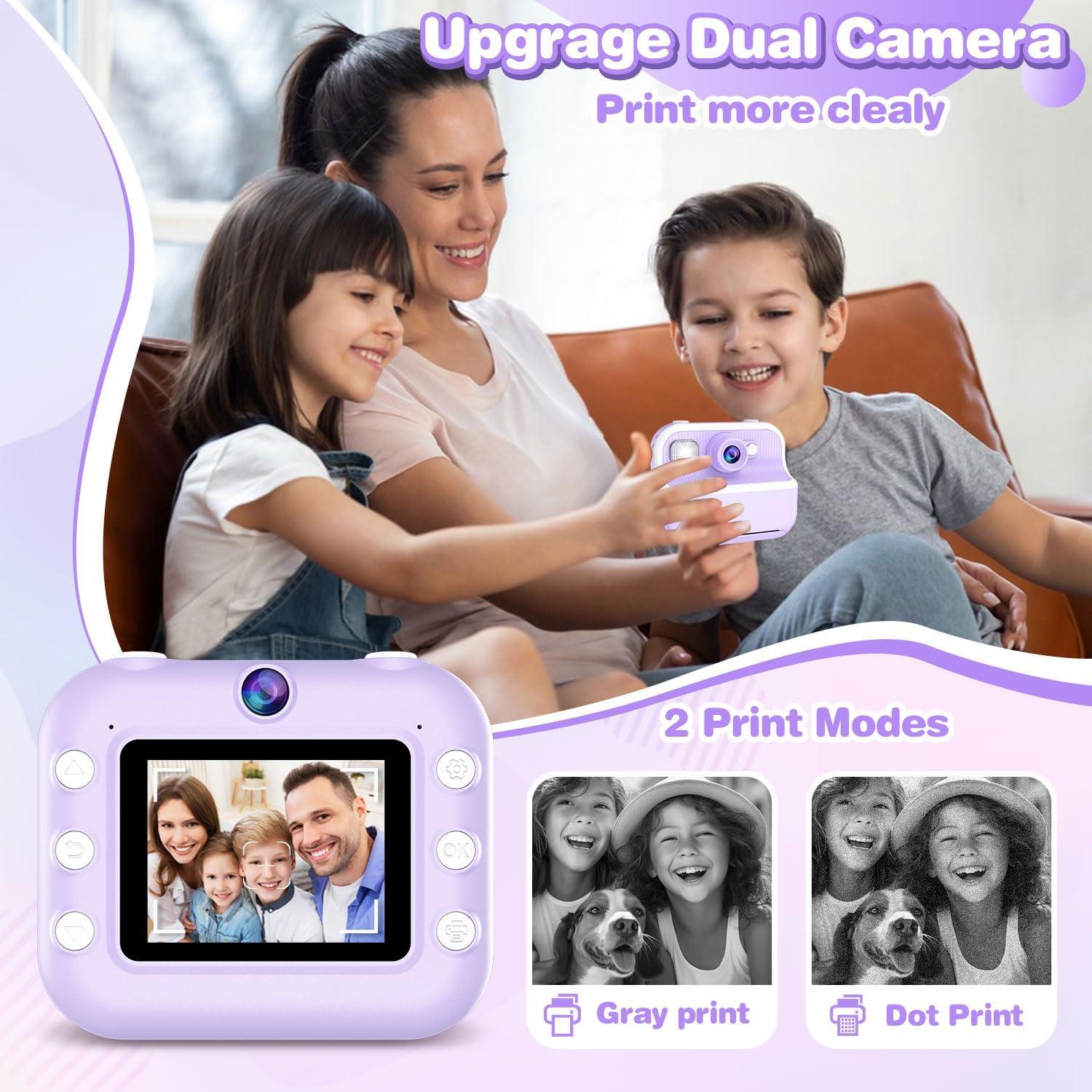 Cámara Instantánea para Niños Vakzovy 12MP 1080P Púrpura