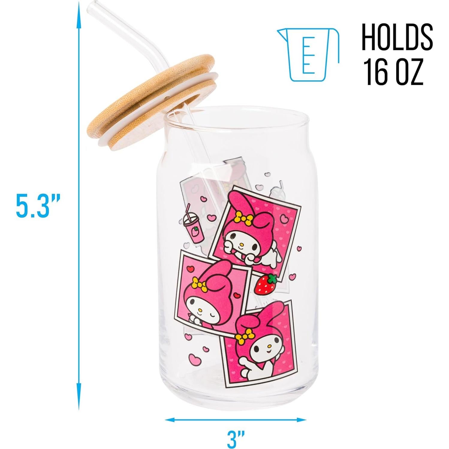 Tarro de vidrio Silver Buffalo My Melody 480 ml con tapa de bambú