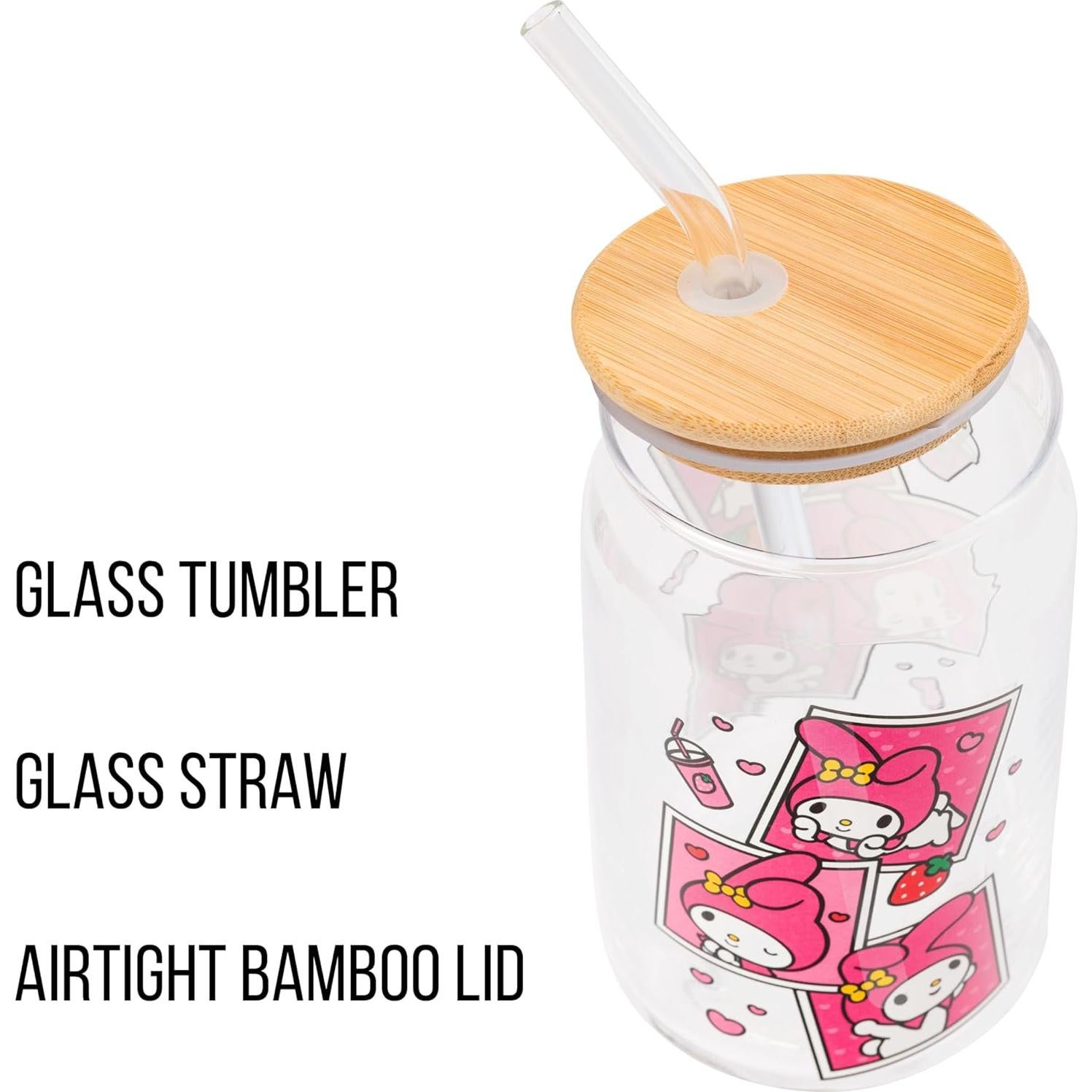 Tarro de vidrio Silver Buffalo My Melody 480 ml con tapa de bambú