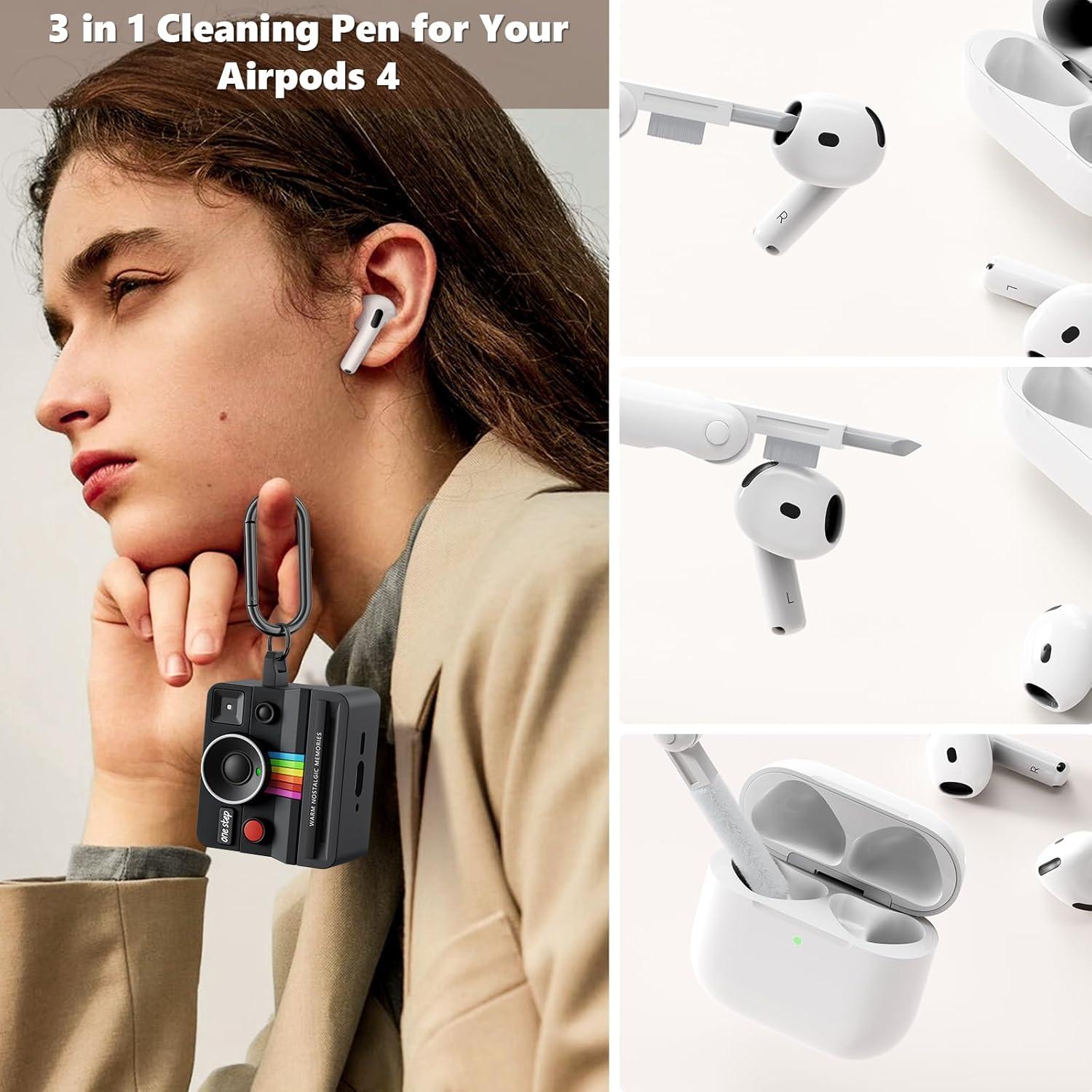 Funda de Silicona para AirPods 4 Kerle - Diseño Retro Negro