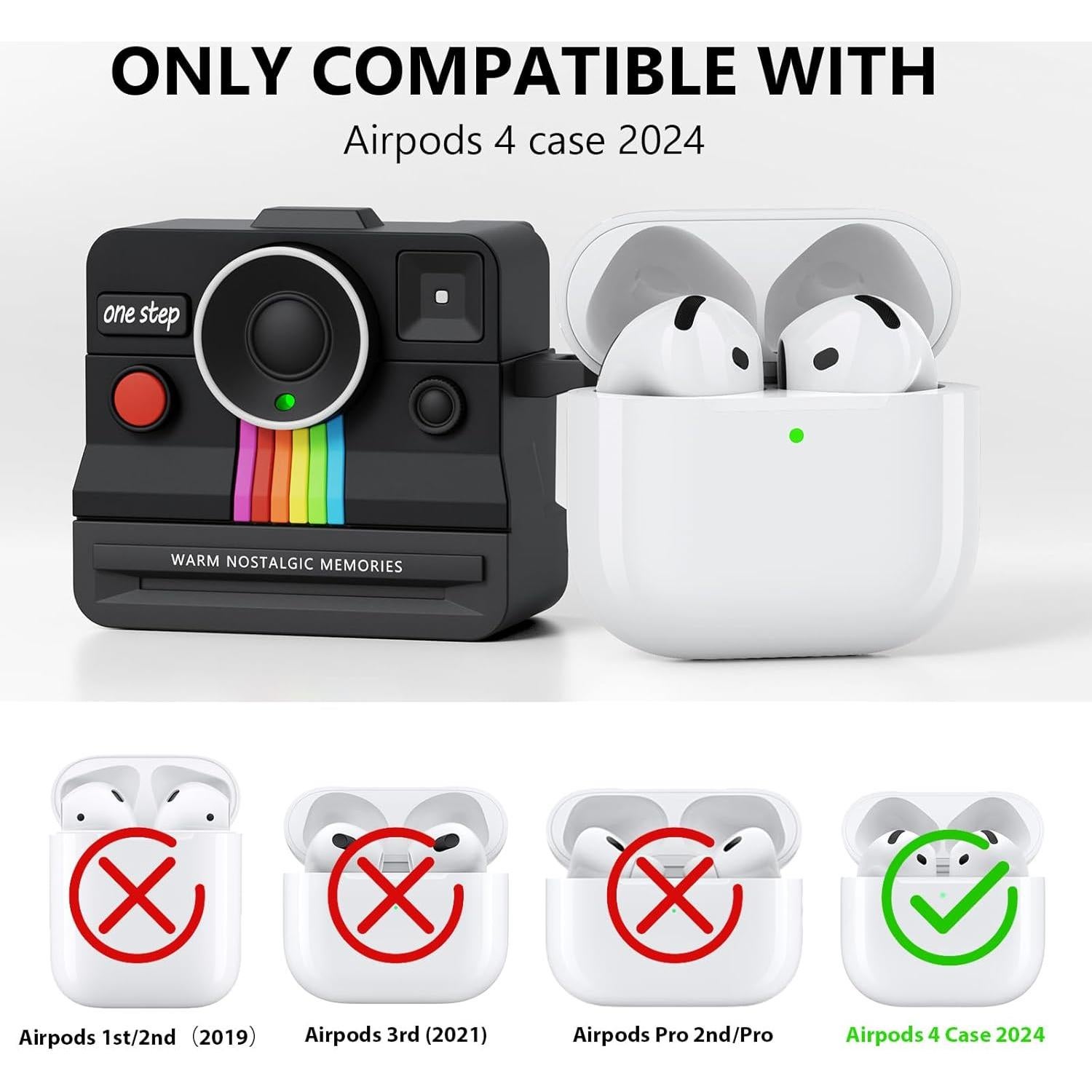 Funda de Silicona para AirPods 4 Kerle - Diseño Retro Negro