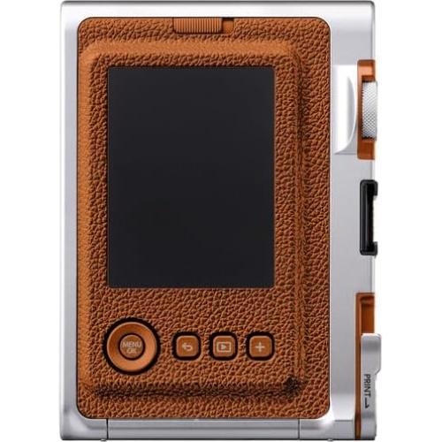 INSTAX Mini EVO Hybrid Instant Camera Bundle, Includes: Fujifilm Soft Case, Mini Film (30 Exposures), SanDisk 32GB MicroSDHC Memory Card and More (6 Items) (Brown)