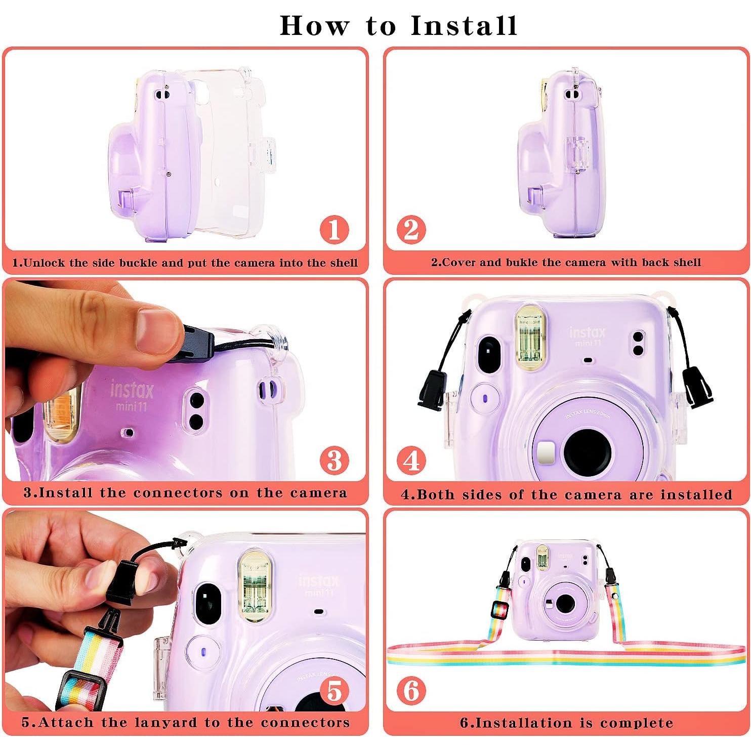 Funda Transparente para Cámara Fujifilm Instax Mini 11 con Correa