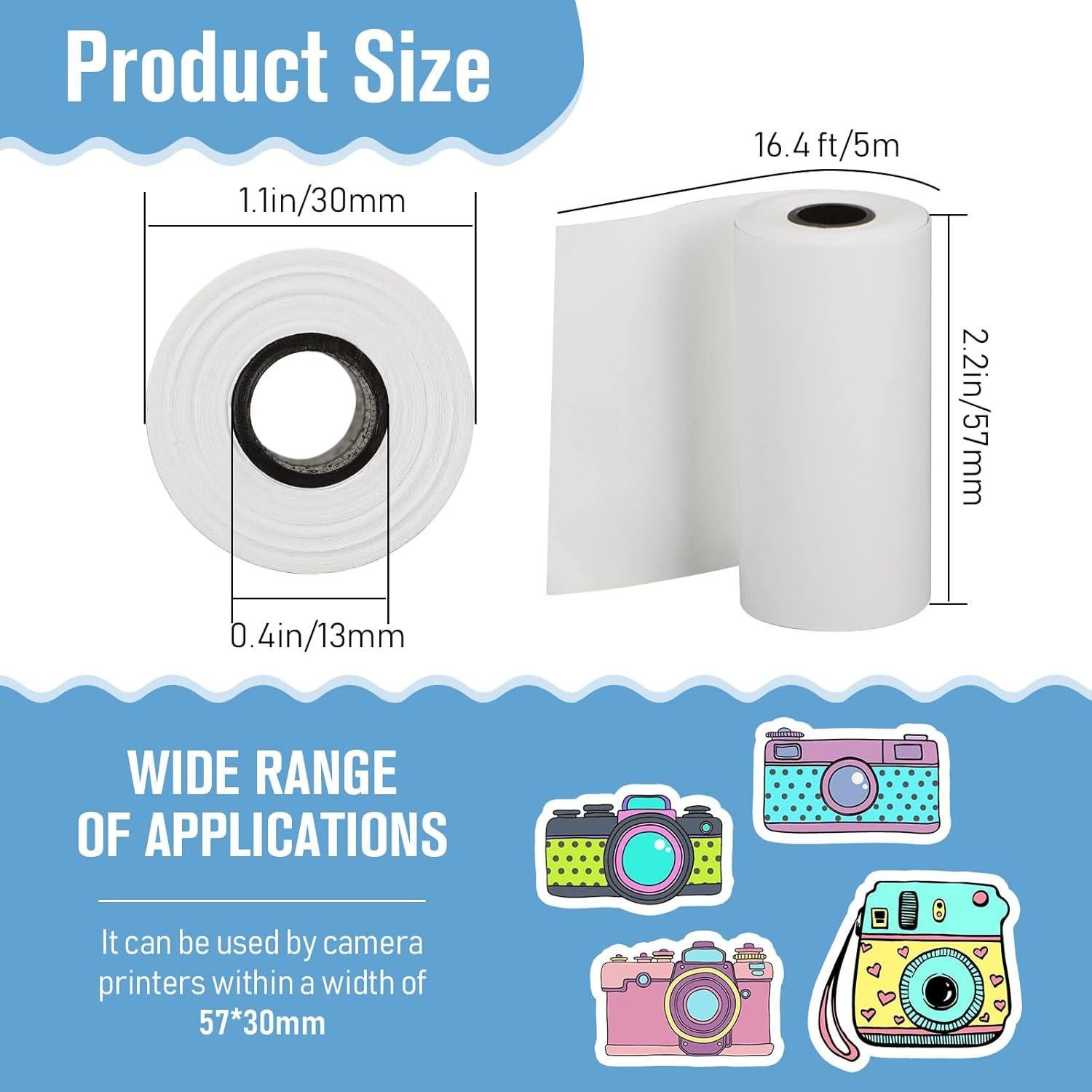 20 Rollos de Papel Térmico Fotográfico Gersoniel 57x30mm