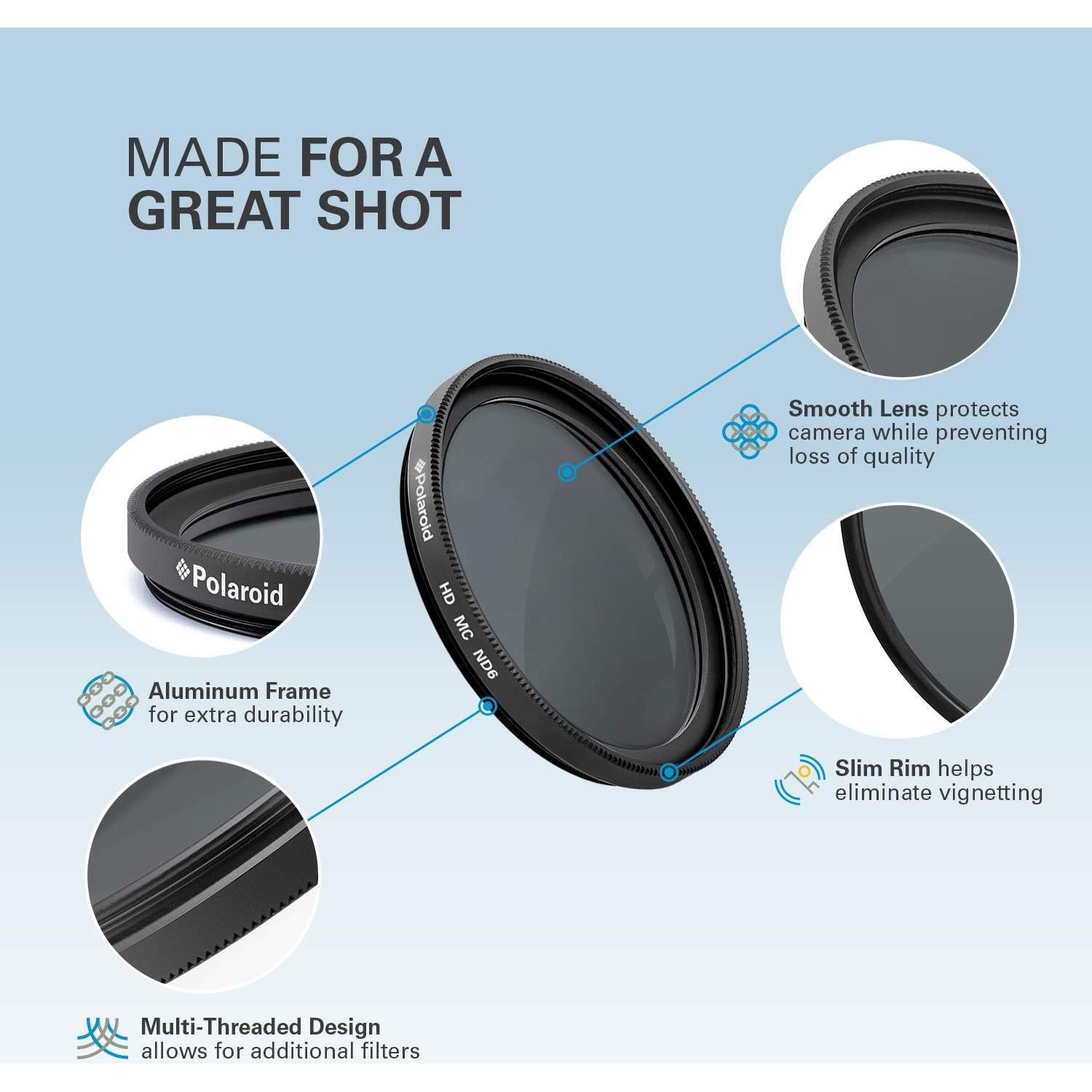 Filtro de Densidad Neutra Polaroid 67mm ND 0.6 para Cámaras