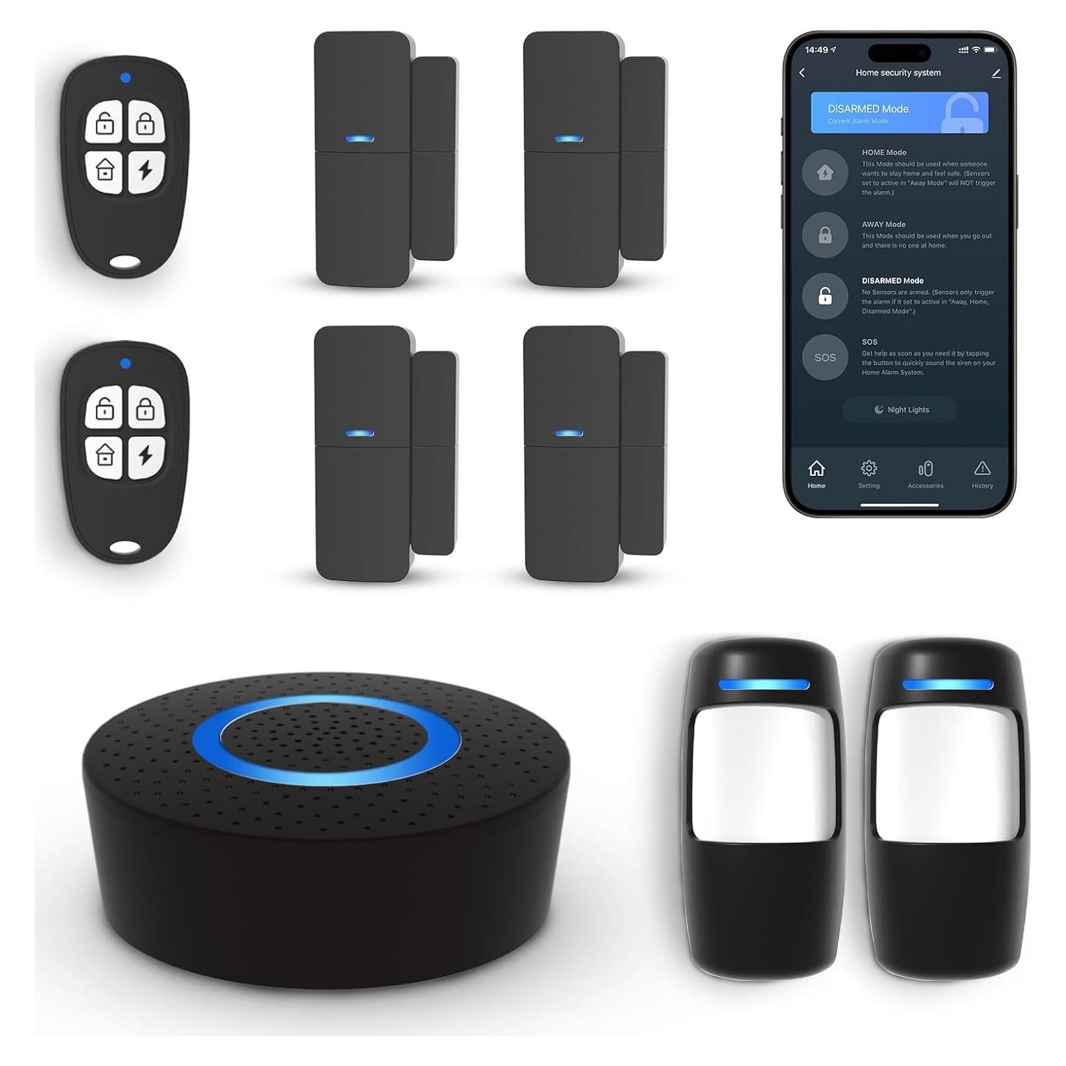 Sistema de Alarma Inalámbrico GRSICO 9 Piezas con App