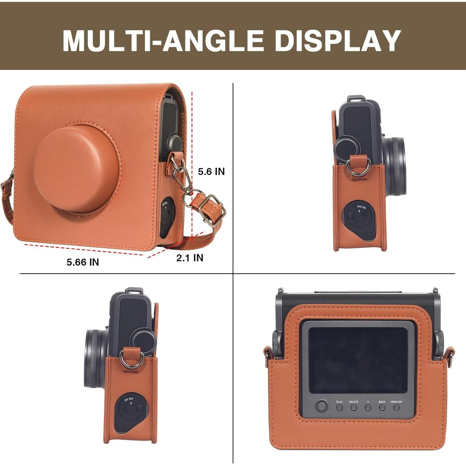 Funda de Cuero PU para Cámara Fujifilm Instax Wide EVO Marrón