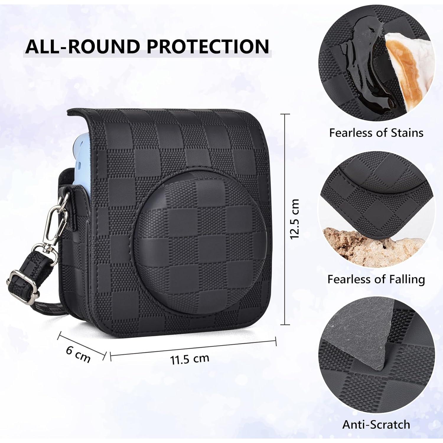 Funda de cámara Fujifilm Instax Mini 12 - Tablero de Ajedrez Negro