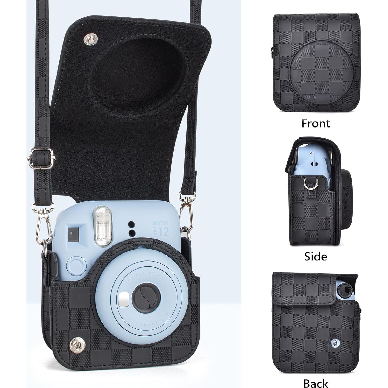 Funda de cámara Fujifilm Instax Mini 12 - Tablero de Ajedrez Negro
