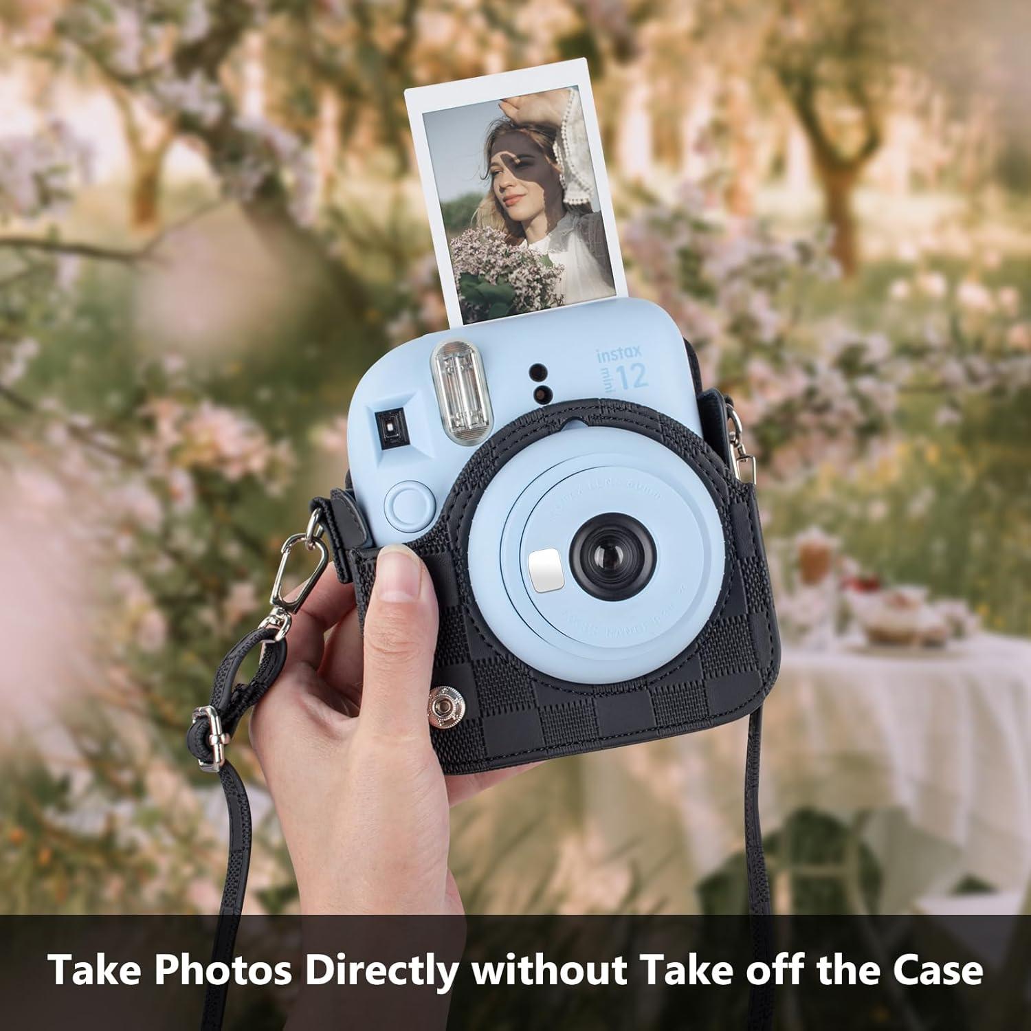 Funda de cámara Fujifilm Instax Mini 12 - Tablero de Ajedrez Negro